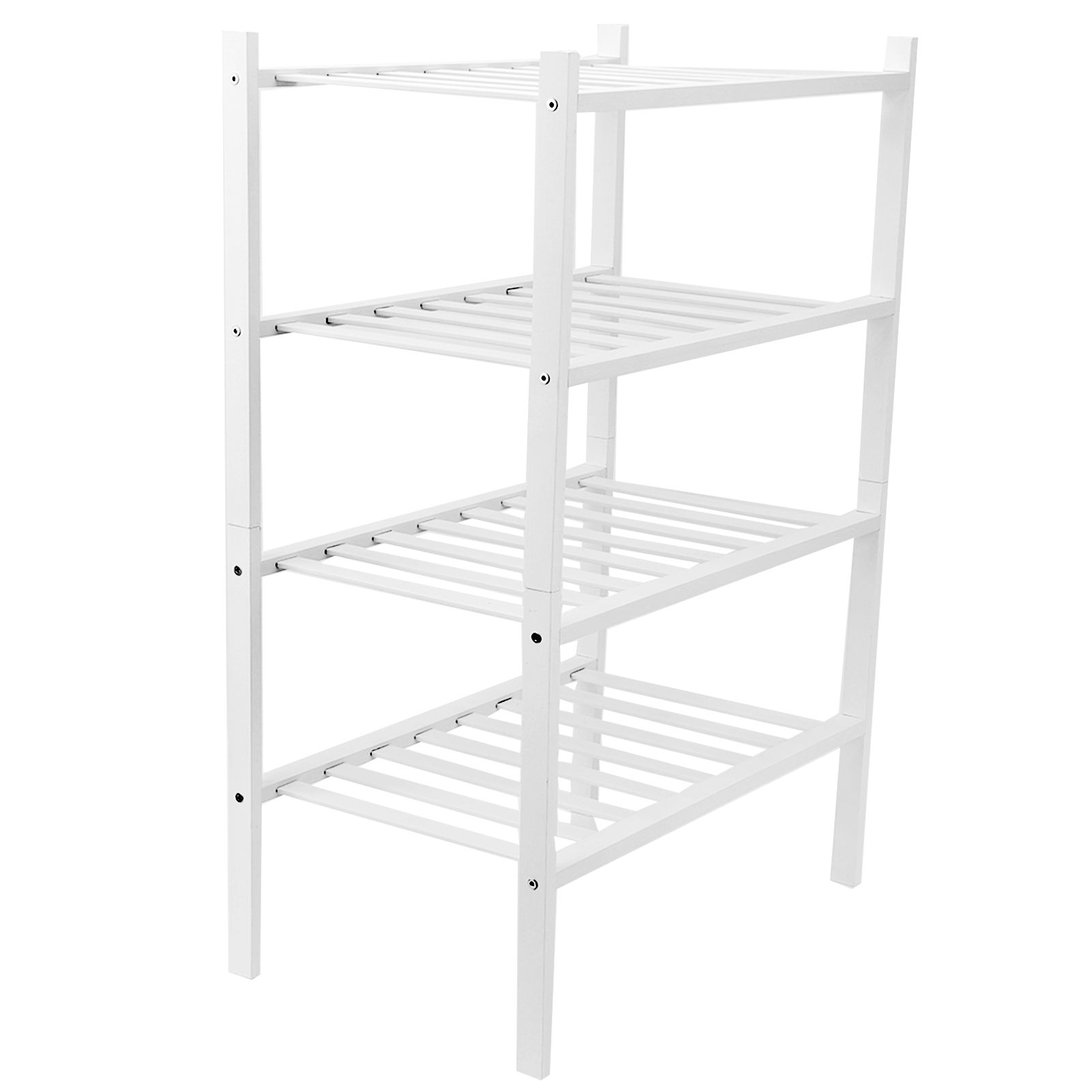 4 Tier Shoe Rack White Stackable Shoes Rack Organizer Multifunctional Bamboo view 6