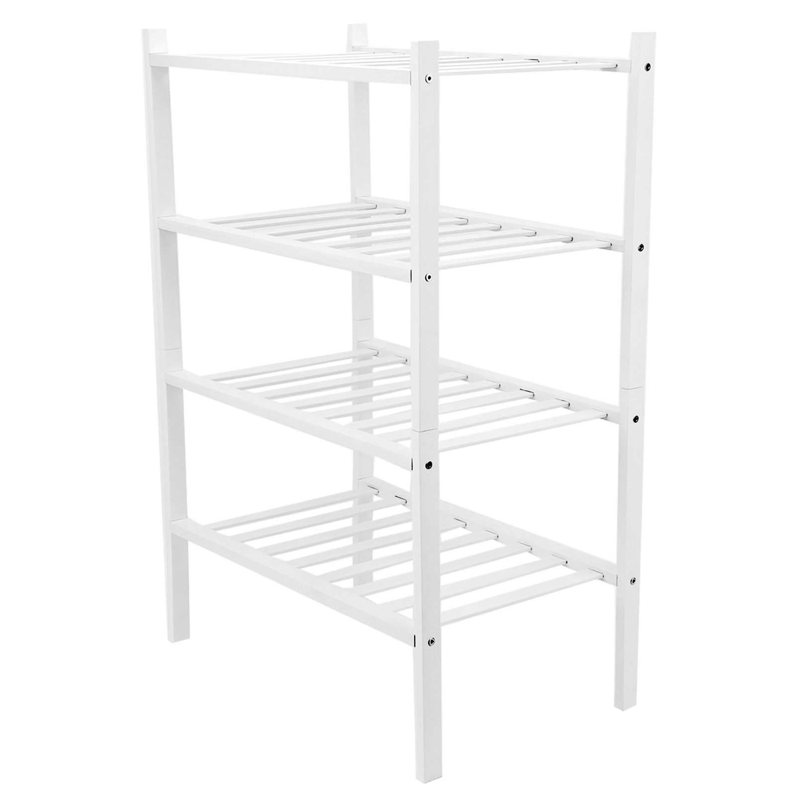 4 Tier Shoe Rack White Stackable Shoes Rack Organizer Multifunctional Bamboo view 7