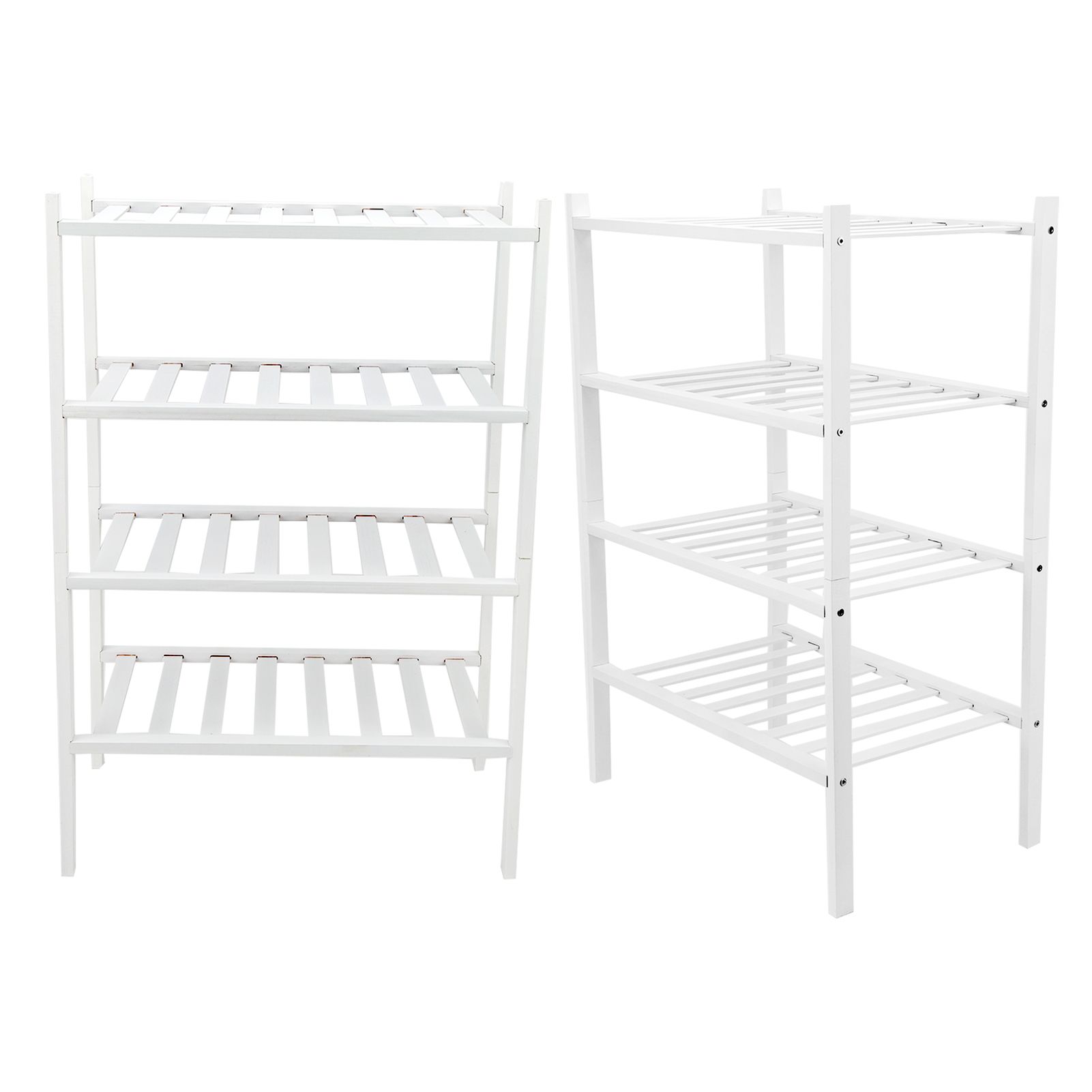 4 Tier Shoe Rack White Stackable Shoes Rack Organizer Multifunctional Bamboo view 8