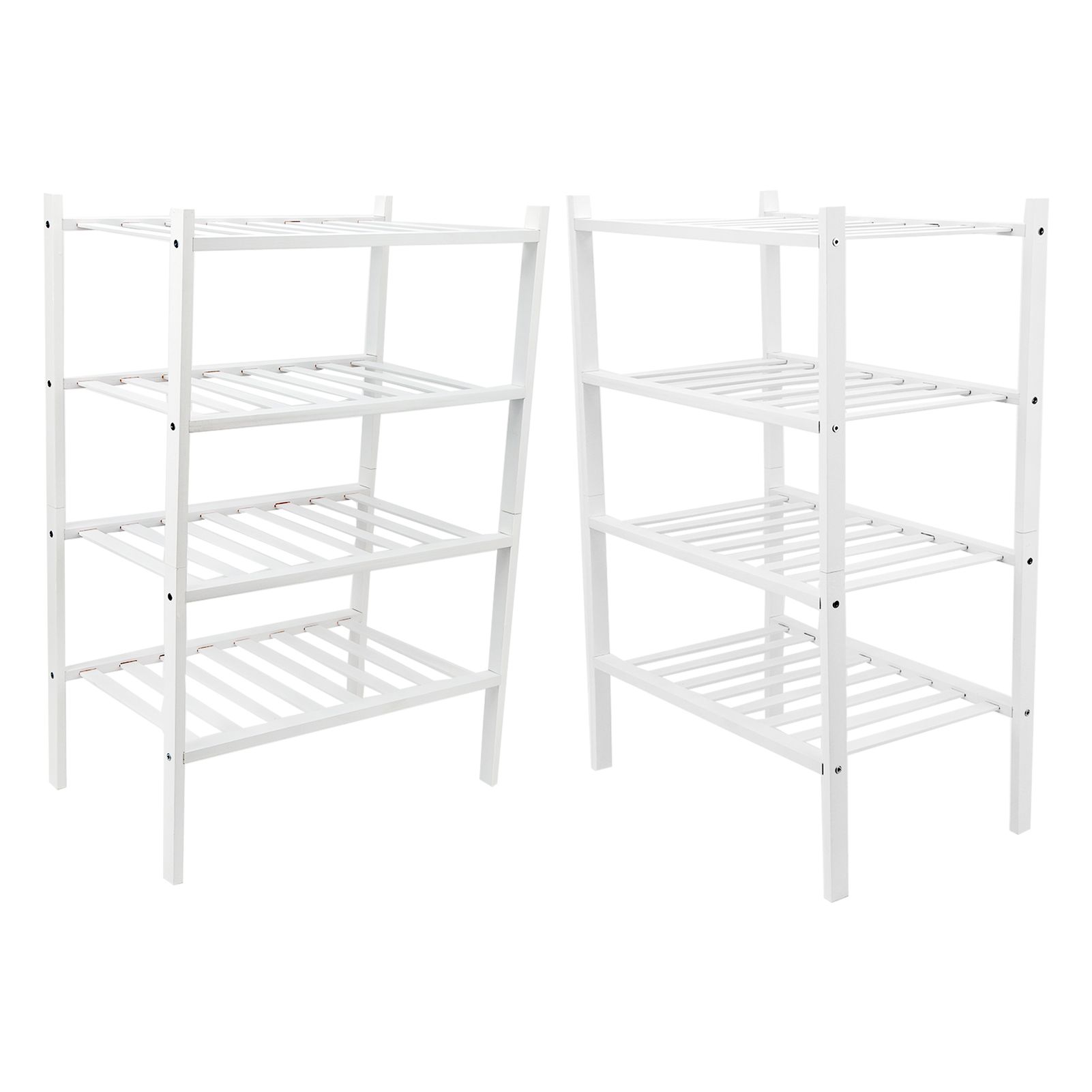4 Tier Shoe Rack White Stackable Shoes Rack Organizer Multifunctional Bamboo view 9