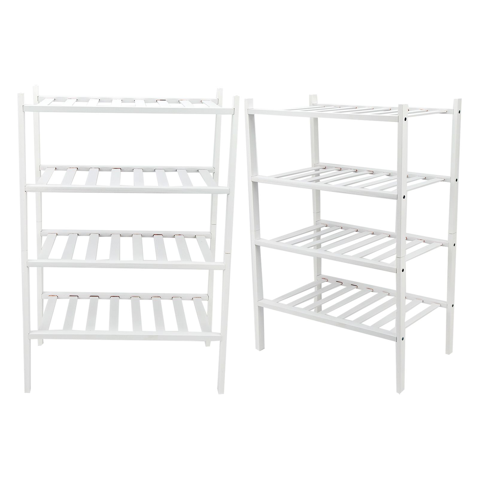 4 Tier Shoe Rack White Stackable Shoes Rack Organizer Multifunctional Bamboo view 10