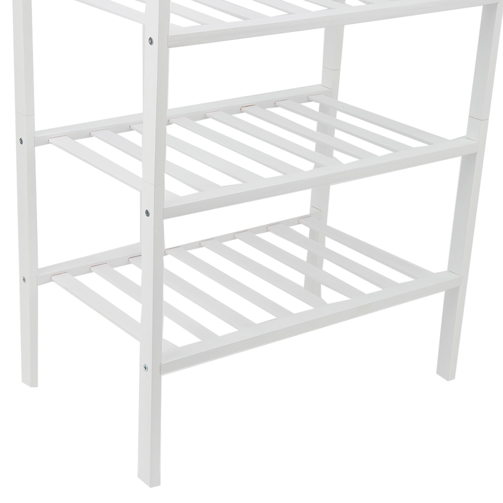 4 Tier Shoe Rack White Stackable Shoes Rack Organizer Multifunctional Bamboo view 14