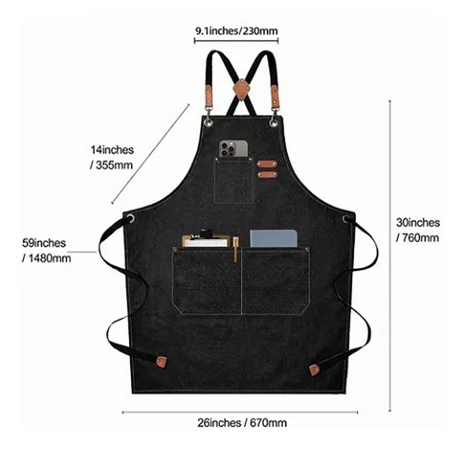 Work Apron Waterproof Breathable Adjustable Thickened Unisex Kitchen Apron view 10