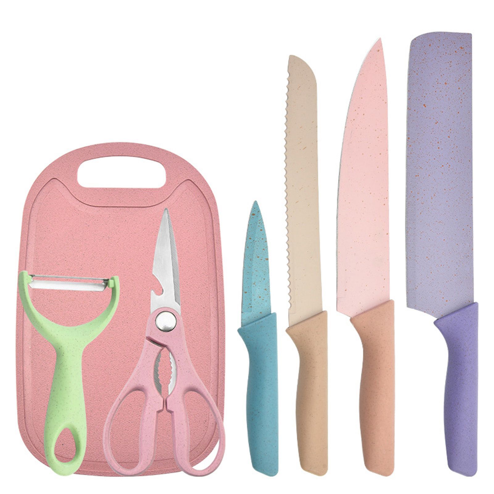 7 PCS Wheat Straw Knife Set Chef Knife Bread Knife Peeling Knife Scissors view 3