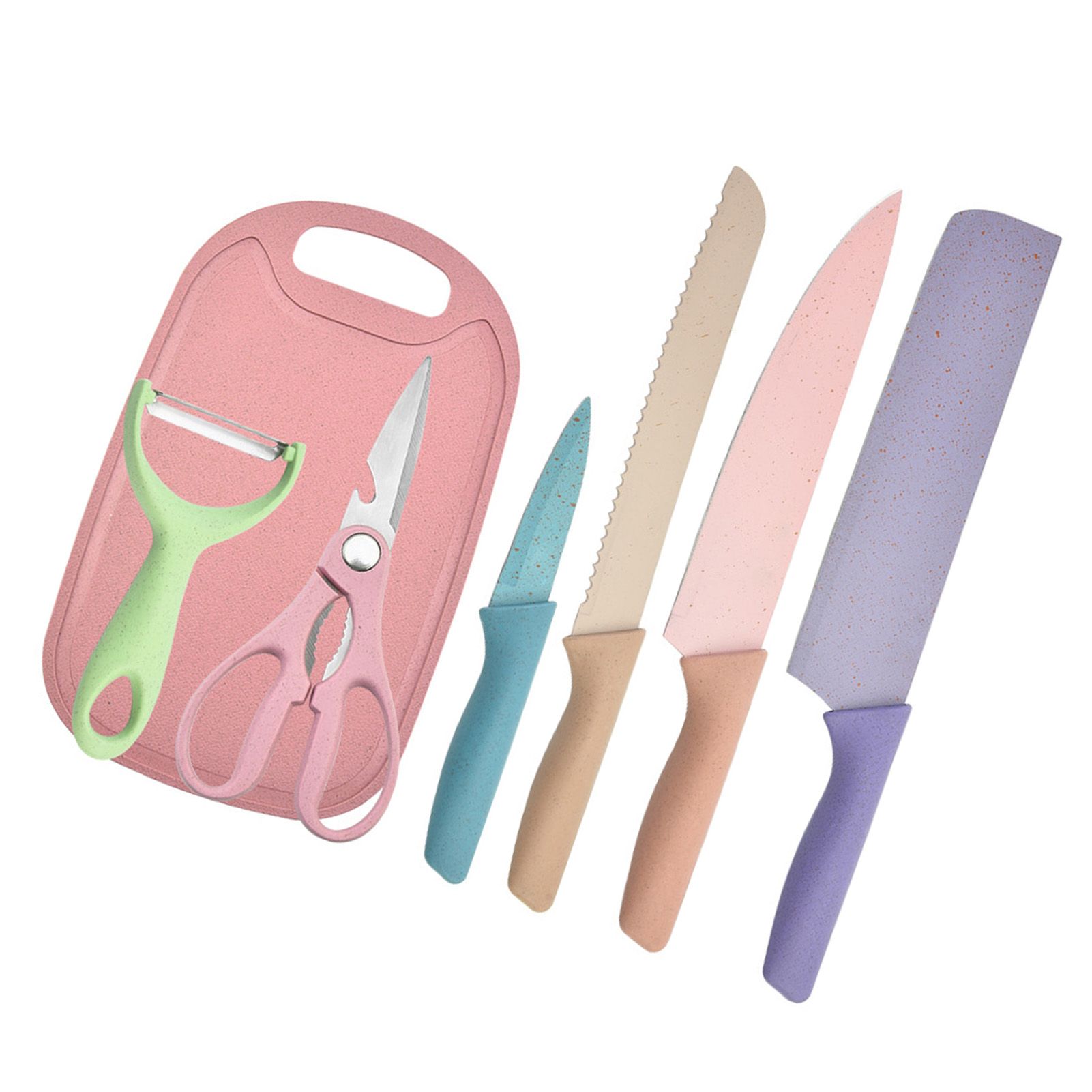 7 PCS Wheat Straw Knife Set Chef Knife Bread Knife Peeling Knife Scissors view 4