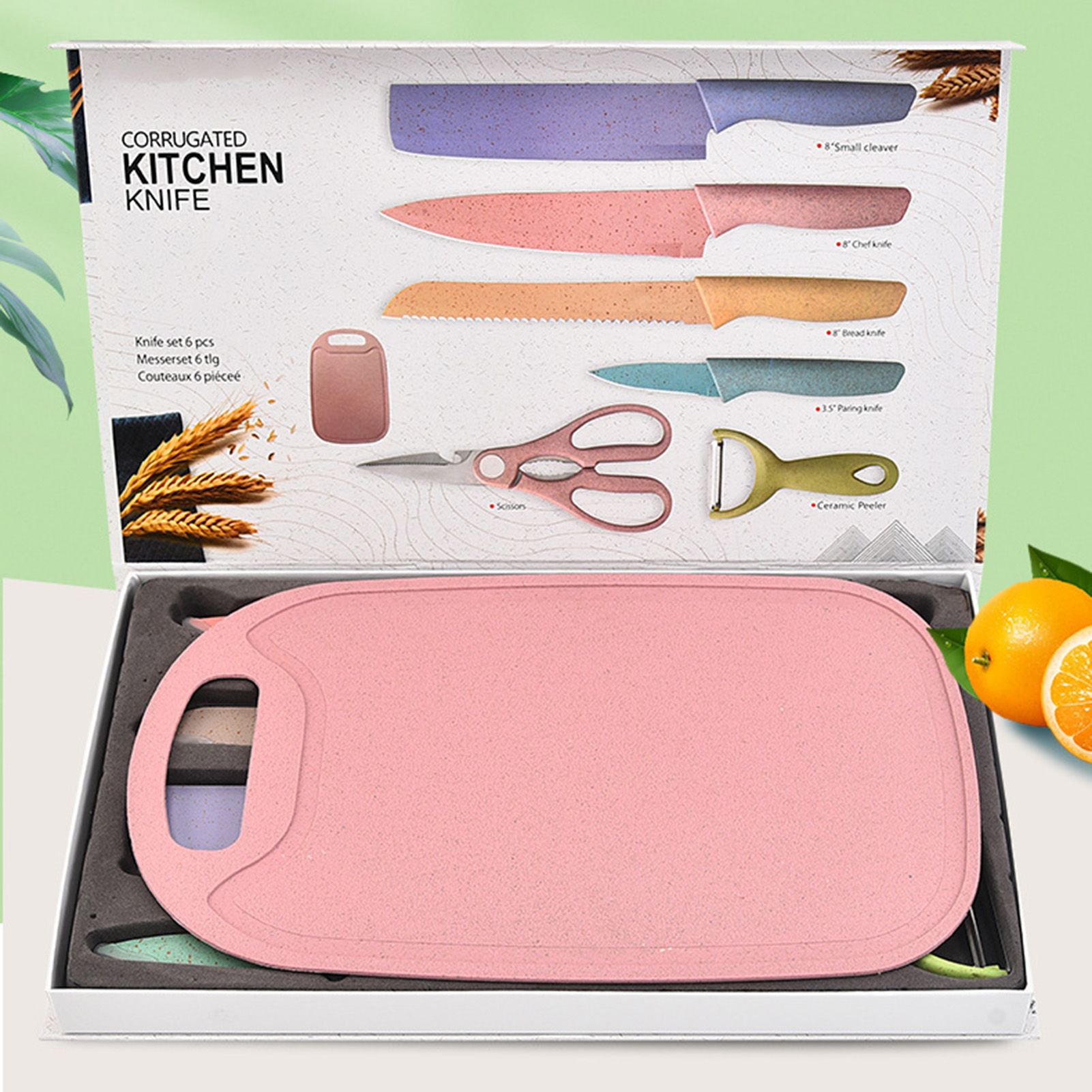 7 PCS Wheat Straw Knife Set Chef Knife Bread Knife Peeling Knife Scissors view 7