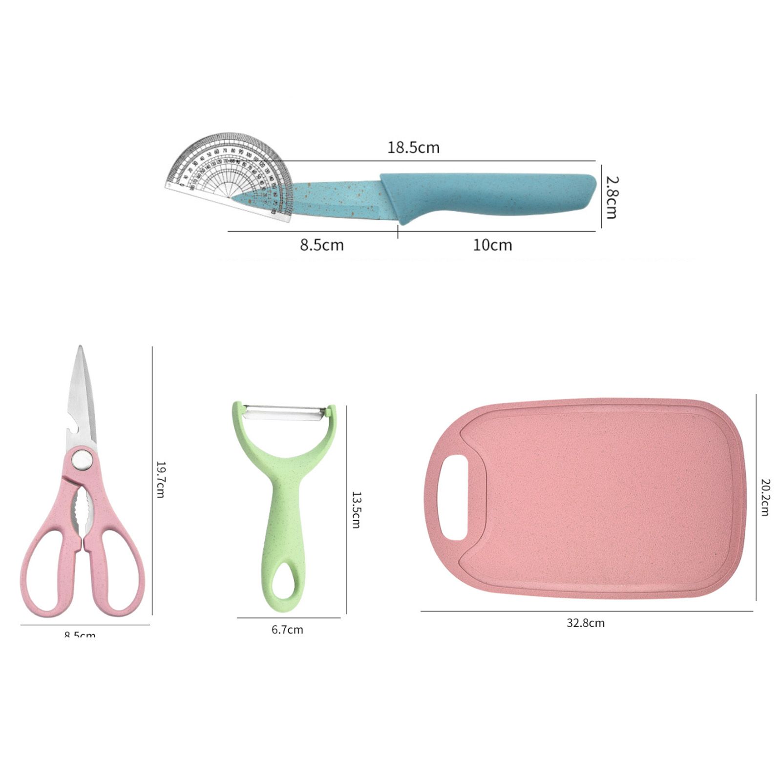7 PCS Wheat Straw Knife Set Chef Knife Bread Knife Peeling Knife Scissors view 12