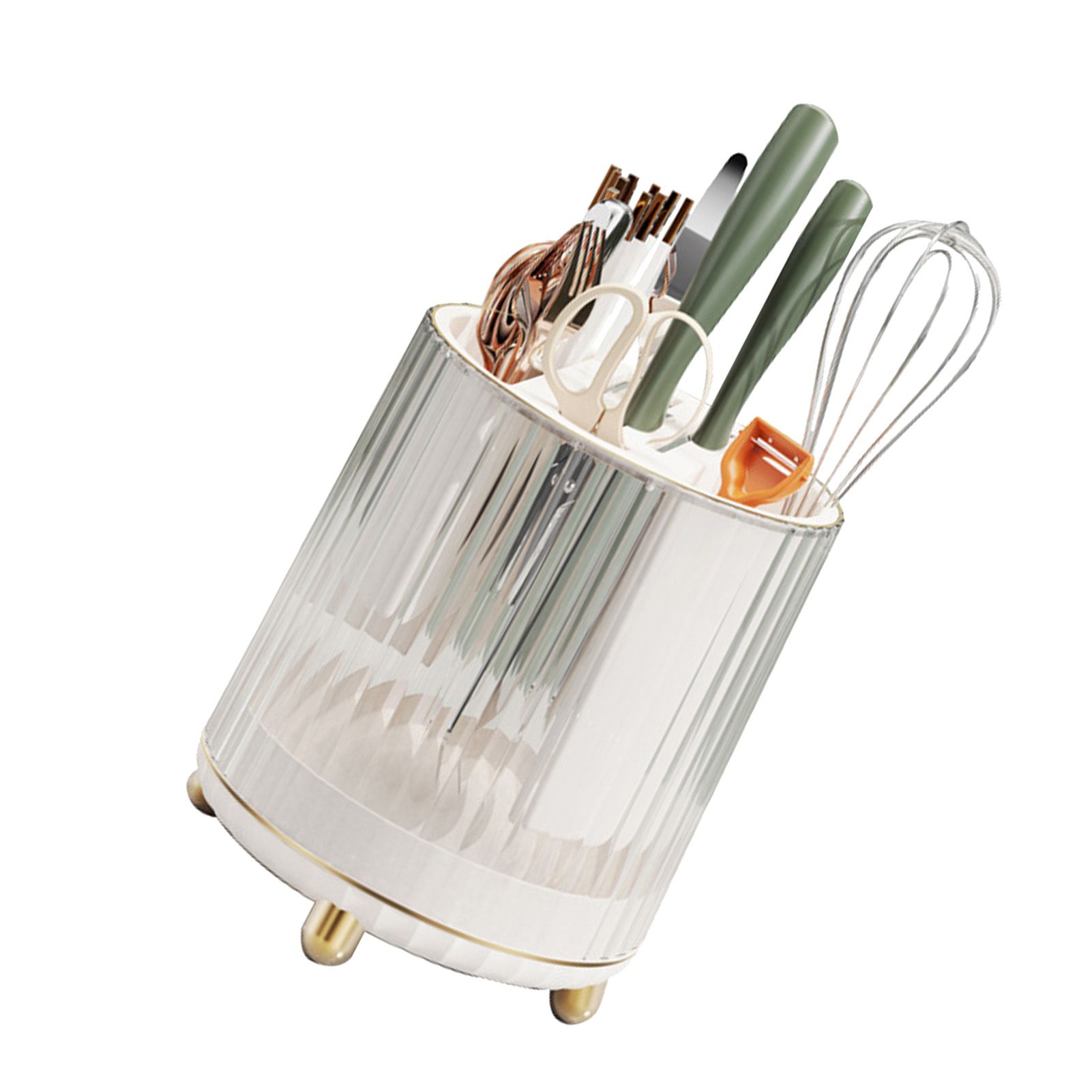 Kitchen Knife Utensil Holder Rotating Knife Block Holder with Scissors Slot view 3