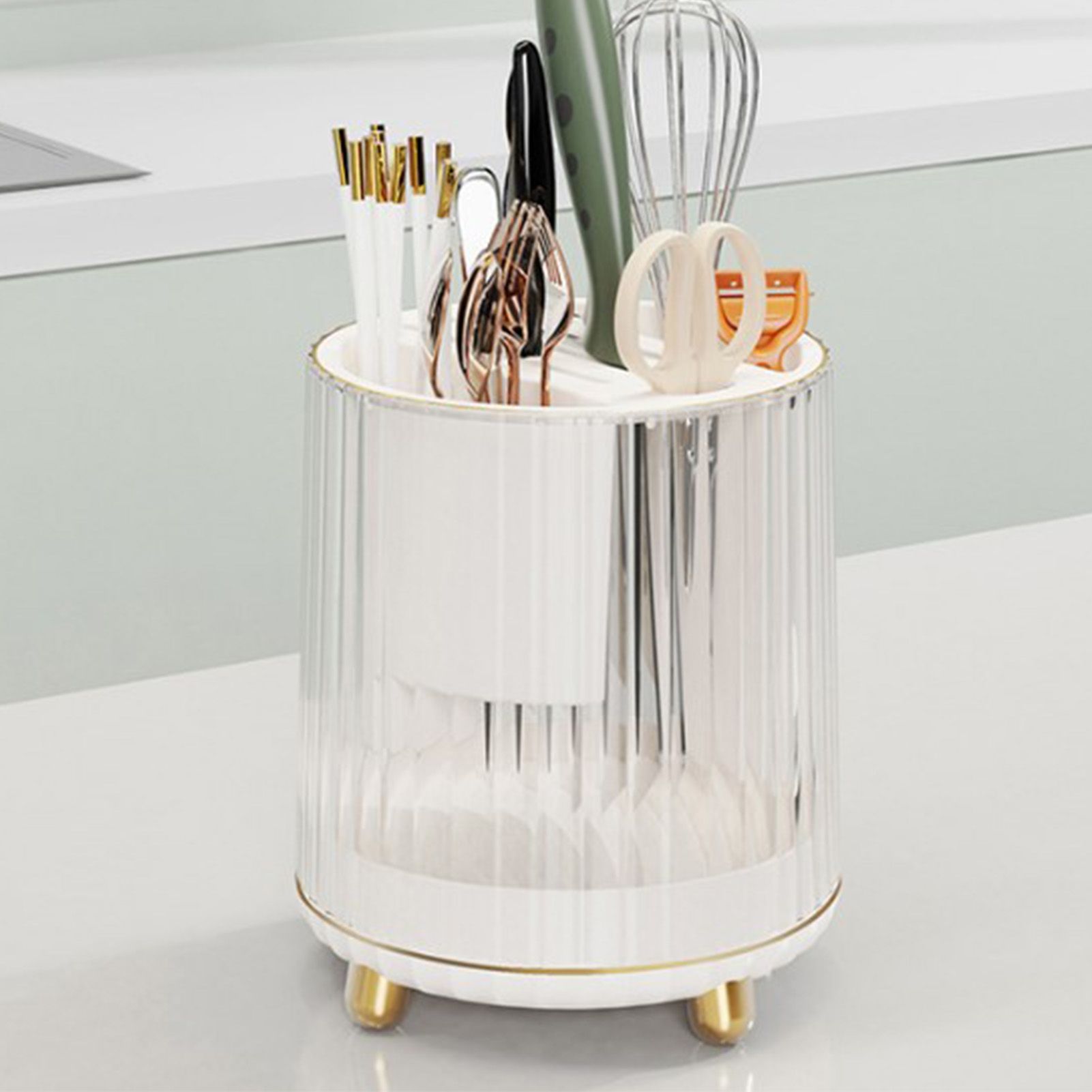 Kitchen Knife Utensil Holder Rotating Knife Block Holder with Scissors Slot view 11