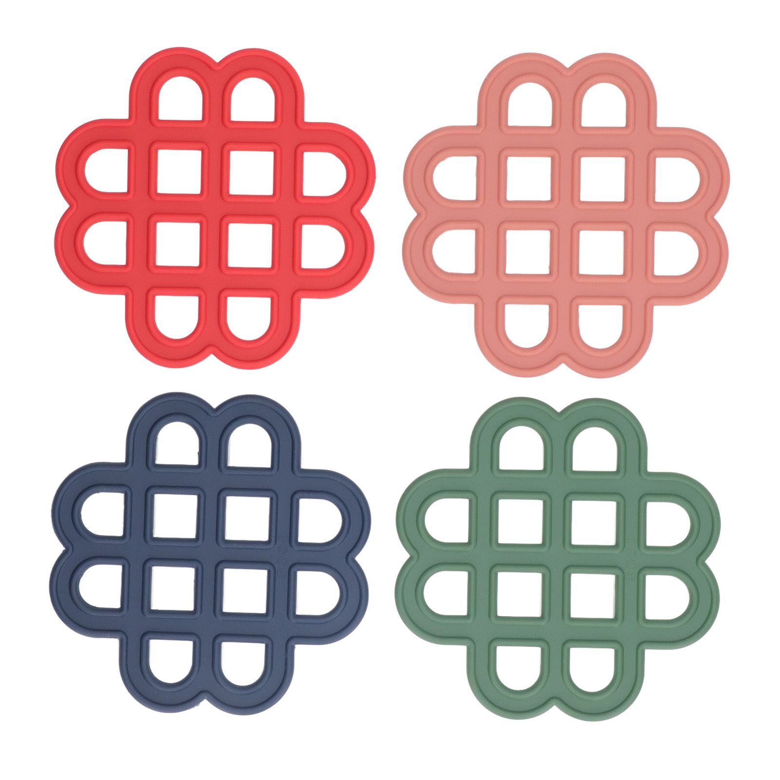 4Pcs Silicone Trivet Pad Hollow Heat Resistant Slip Resistant China Knotted