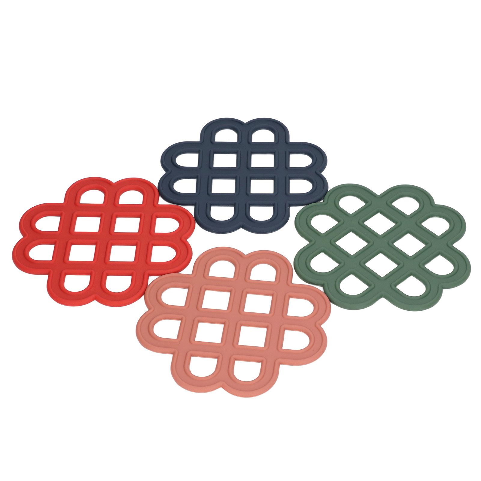 4Pcs Silicone Trivet Pad Hollow Heat Resistant Slip Resistant China Knotted view 2