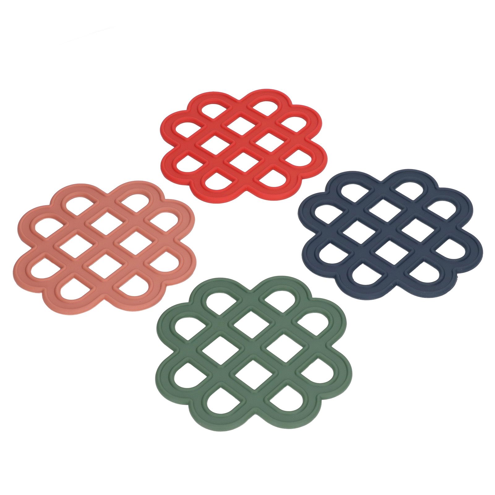 4Pcs Silicone Trivet Pad Hollow Heat Resistant Slip Resistant China Knotted view 3