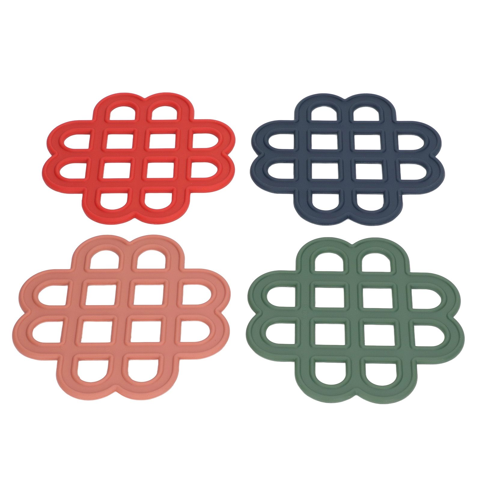 4Pcs Silicone Trivet Pad Hollow Heat Resistant Slip Resistant China Knotted view 4