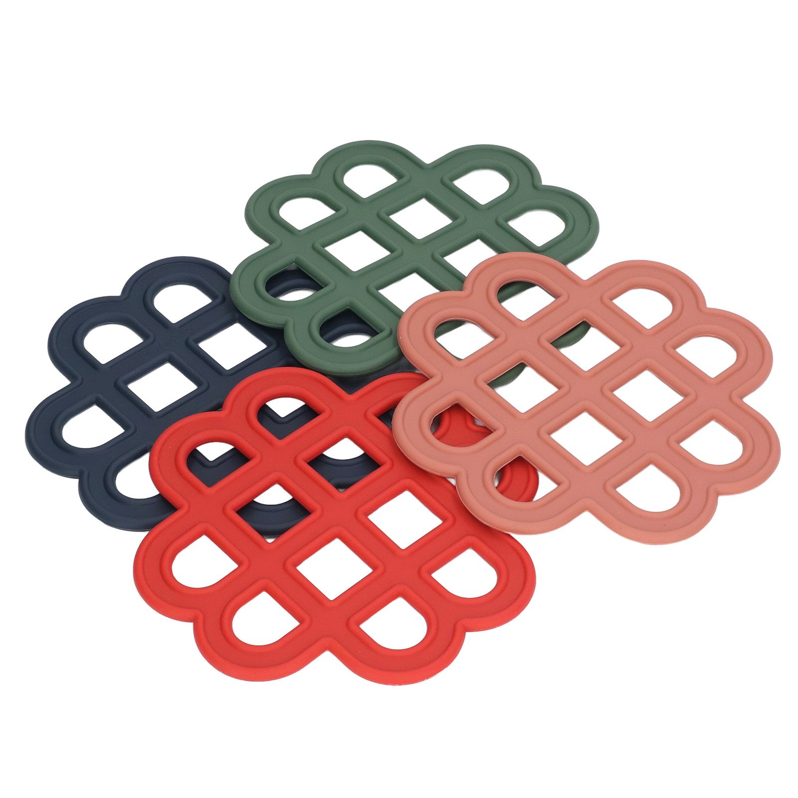 4Pcs Silicone Trivet Pad Hollow Heat Resistant Slip Resistant China Knotted view 10