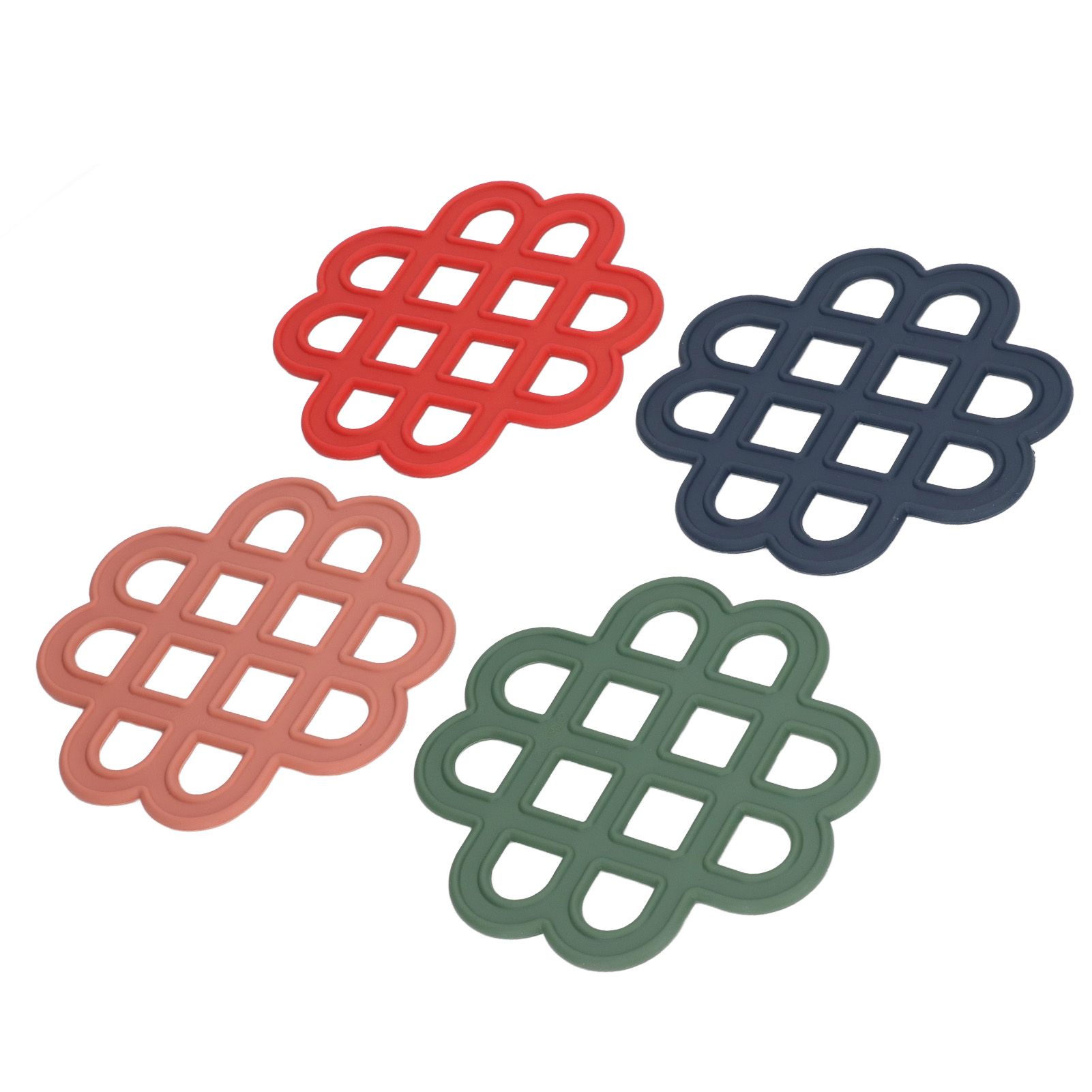 4Pcs Silicone Trivet Pad Hollow Heat Resistant Slip Resistant China Knotted view 14