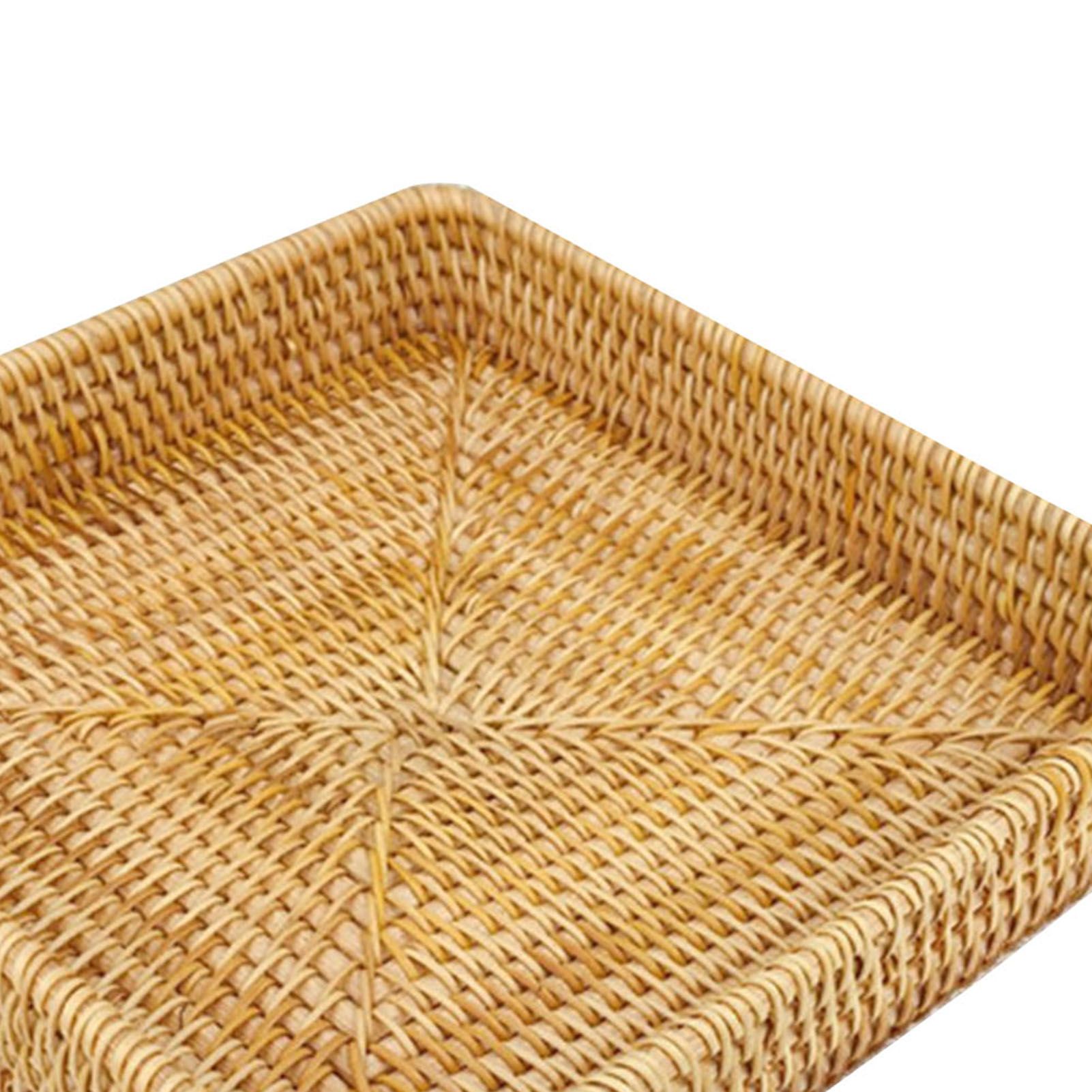 Rattan Tray Tabletop Organization Hand Woven Snack Storage Basket view 8