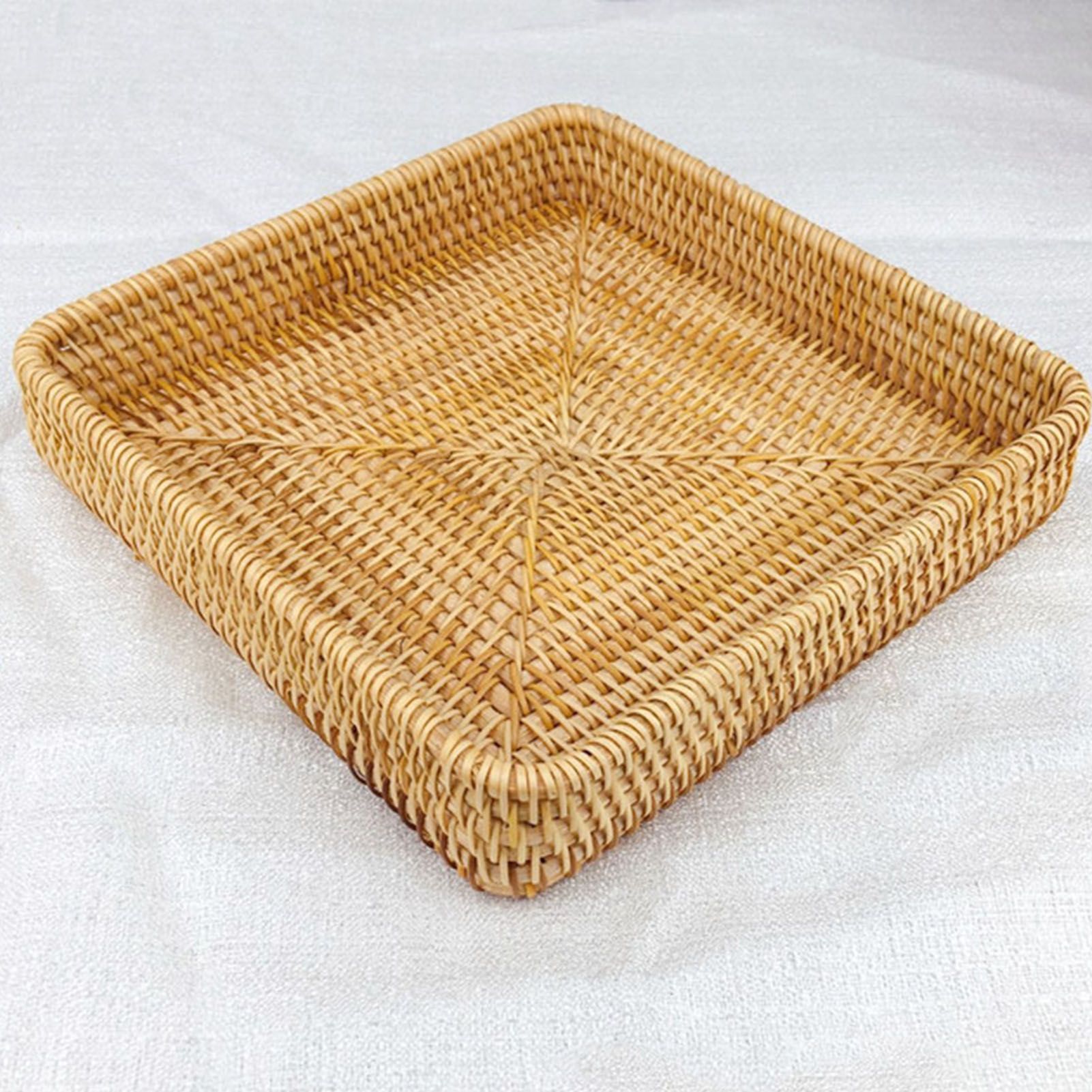 Rattan Tray Tabletop Organization Hand Woven Snack Storage Basket view 10