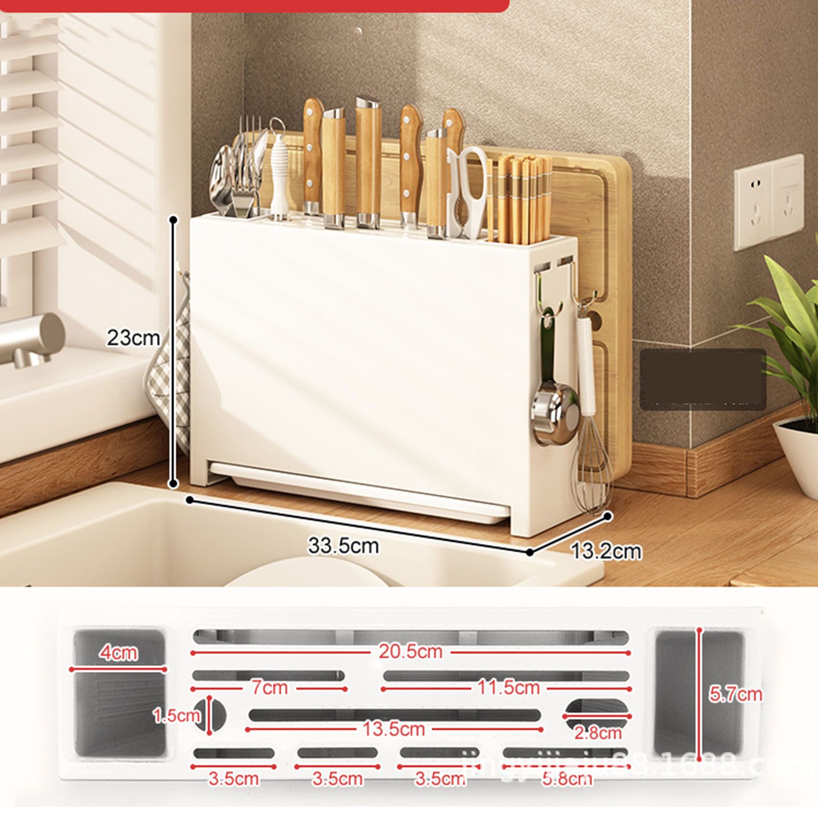 Kitchen Knife Drying Holder Integrated Chopsticks Cutting Board Storage Rack view 13