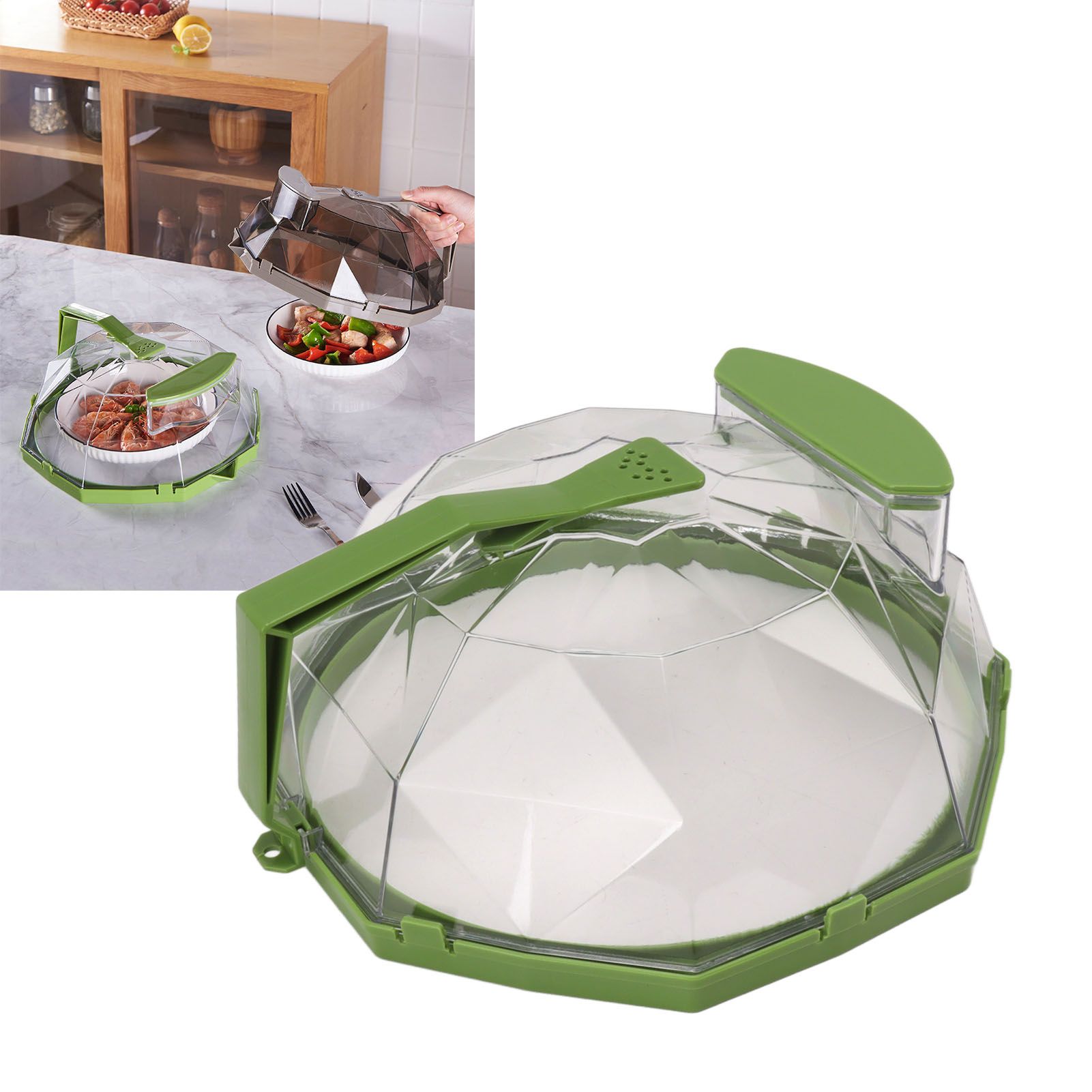 Microwave Splash Heating Cover PC Food Splatter Guard with Extension Handle view 11