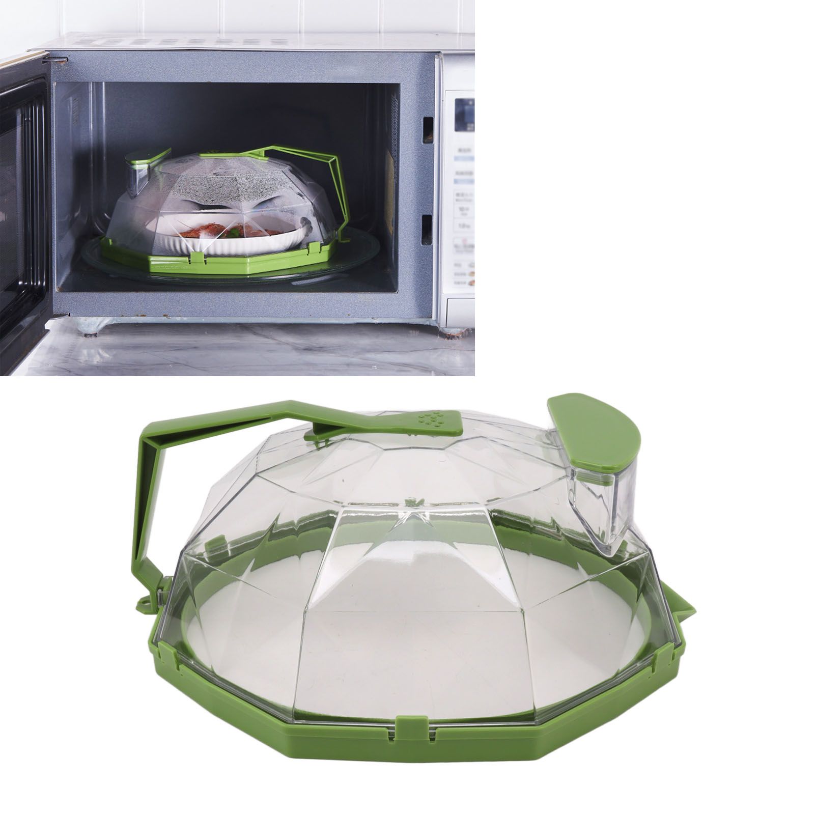 Microwave Splash Heating Cover PC Food Splatter Guard with Extension Handle view 12