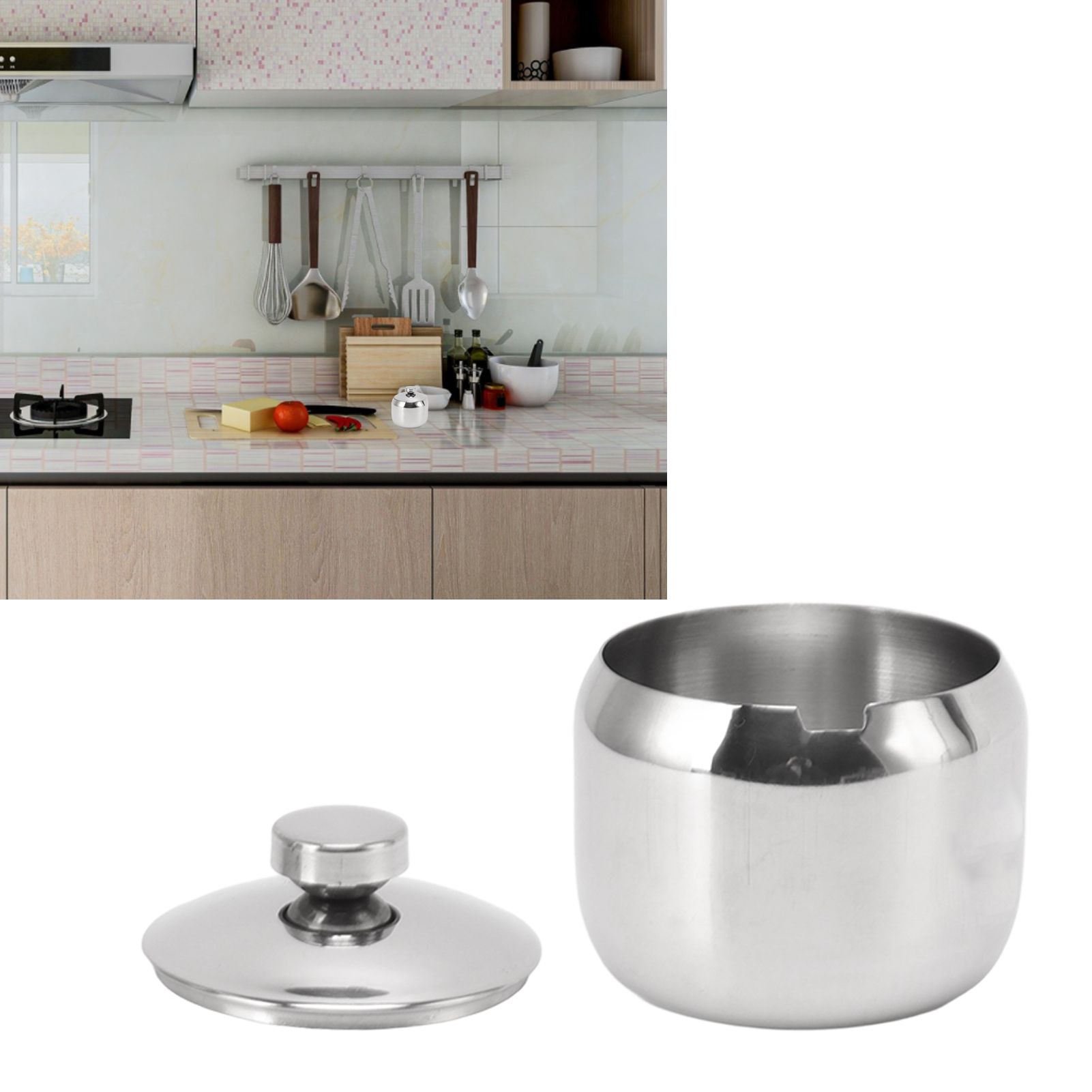 Condiment Jar with Lid 304 Stainless Steel Seasoning Container Pot for Spice view 12