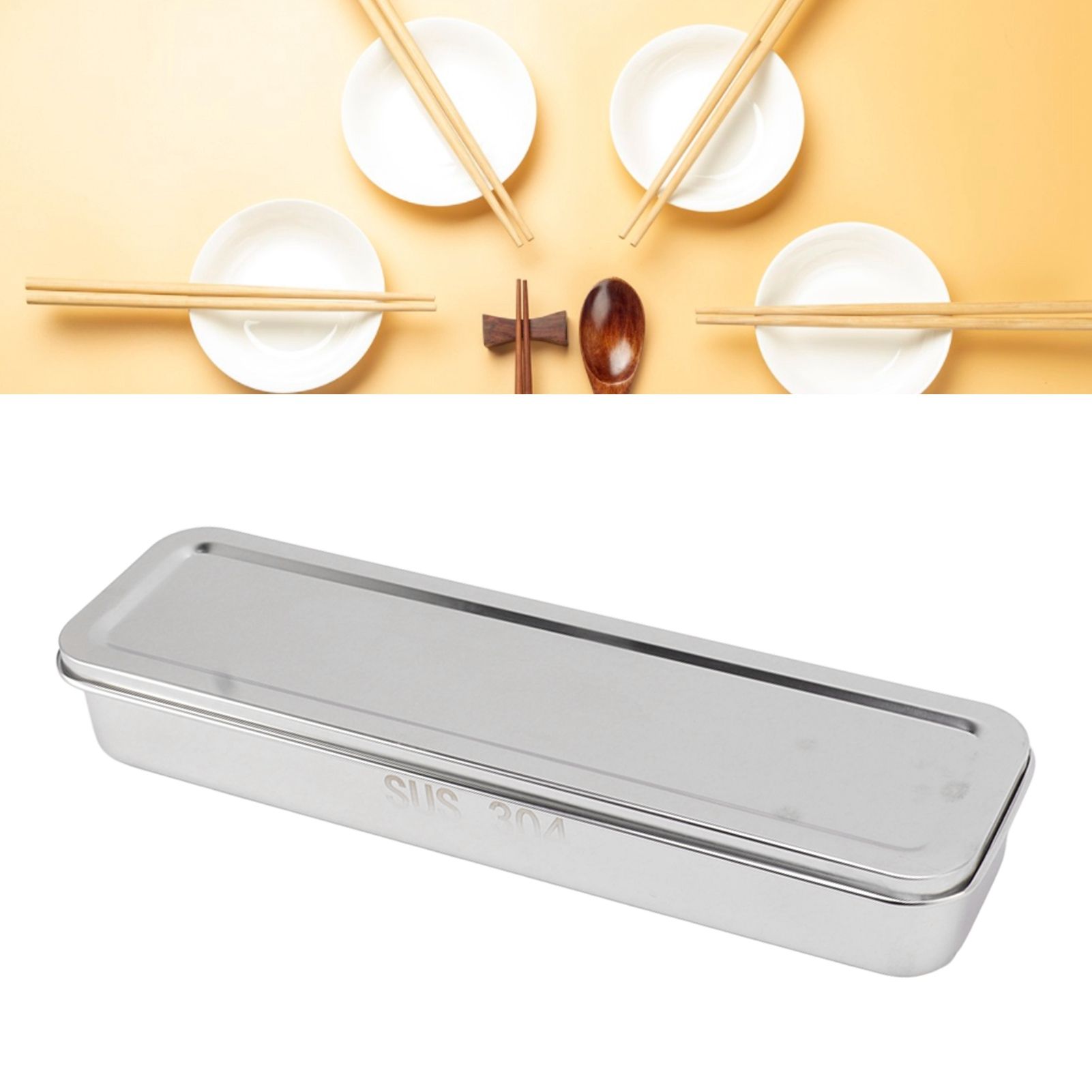 Stainless Steel Cutlery Tray Holder Kitchen Chopstick Spoon Fork Storage Box view 10