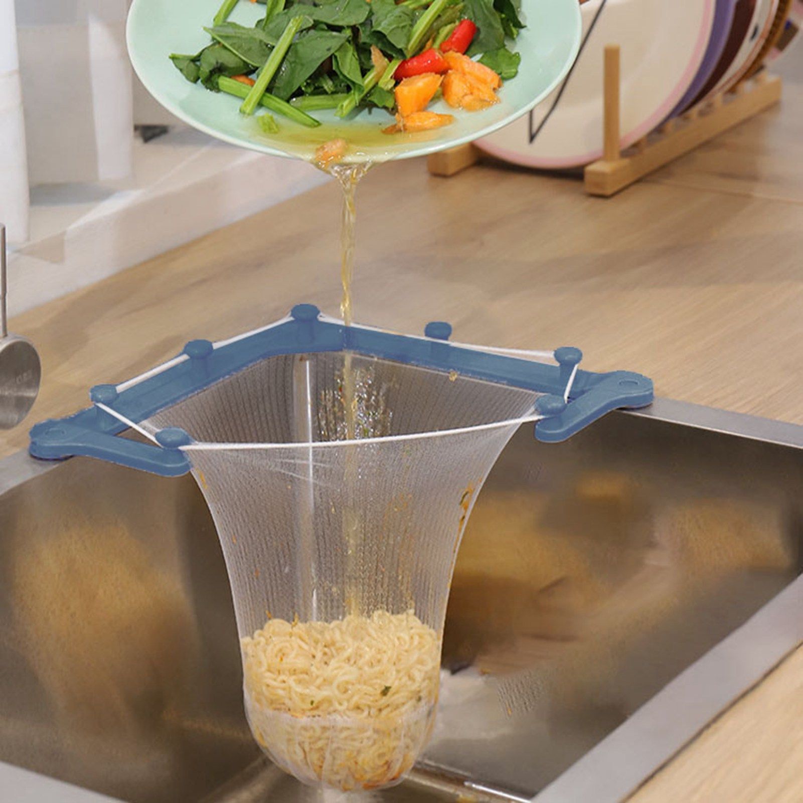 2 Set Triangle Holder Filter Stable Corner Sink Strainer with 100PCS Sink view 11