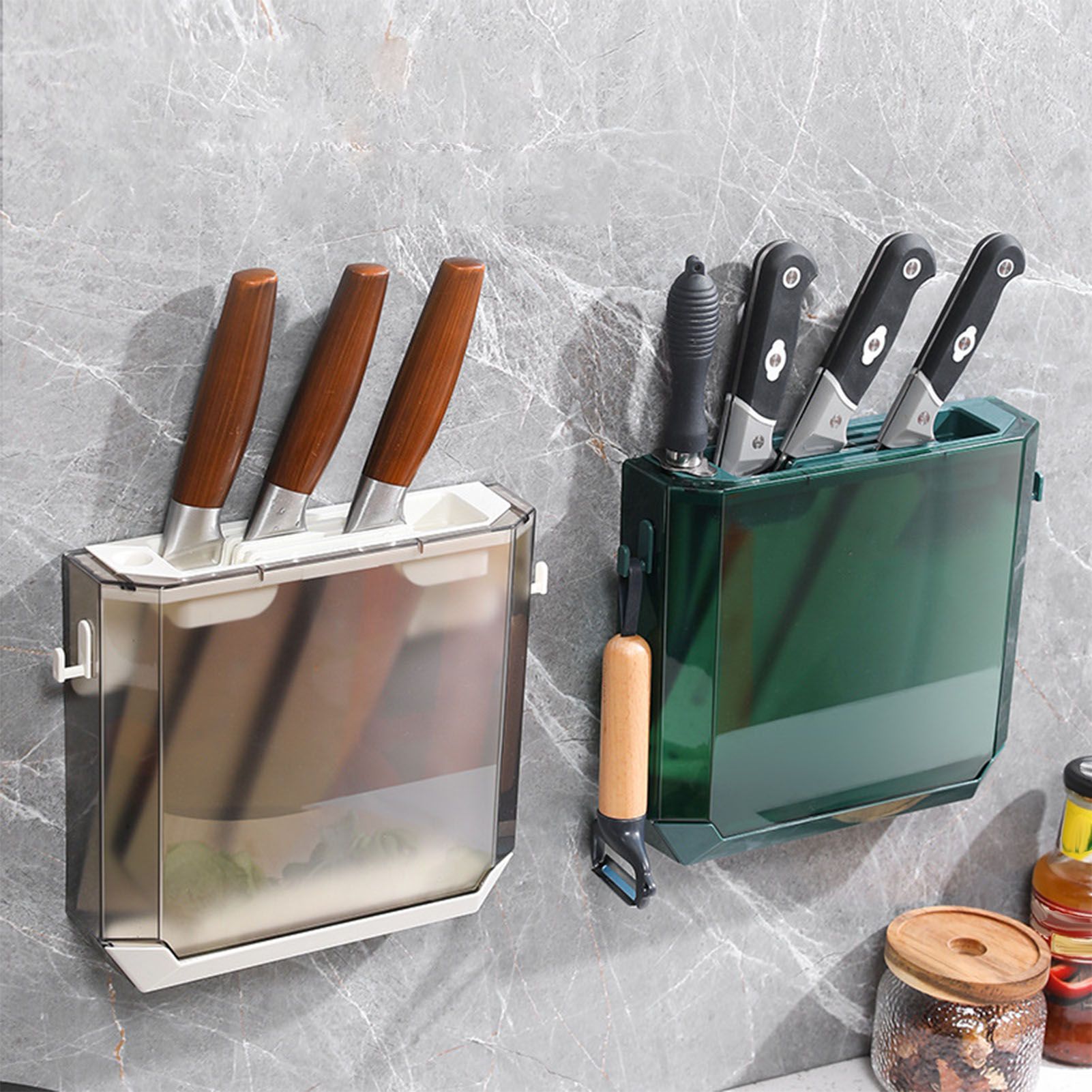 Kitchen Knife Holder Transparent PET Wall Mounted Storage Block Tools Hanging view 6