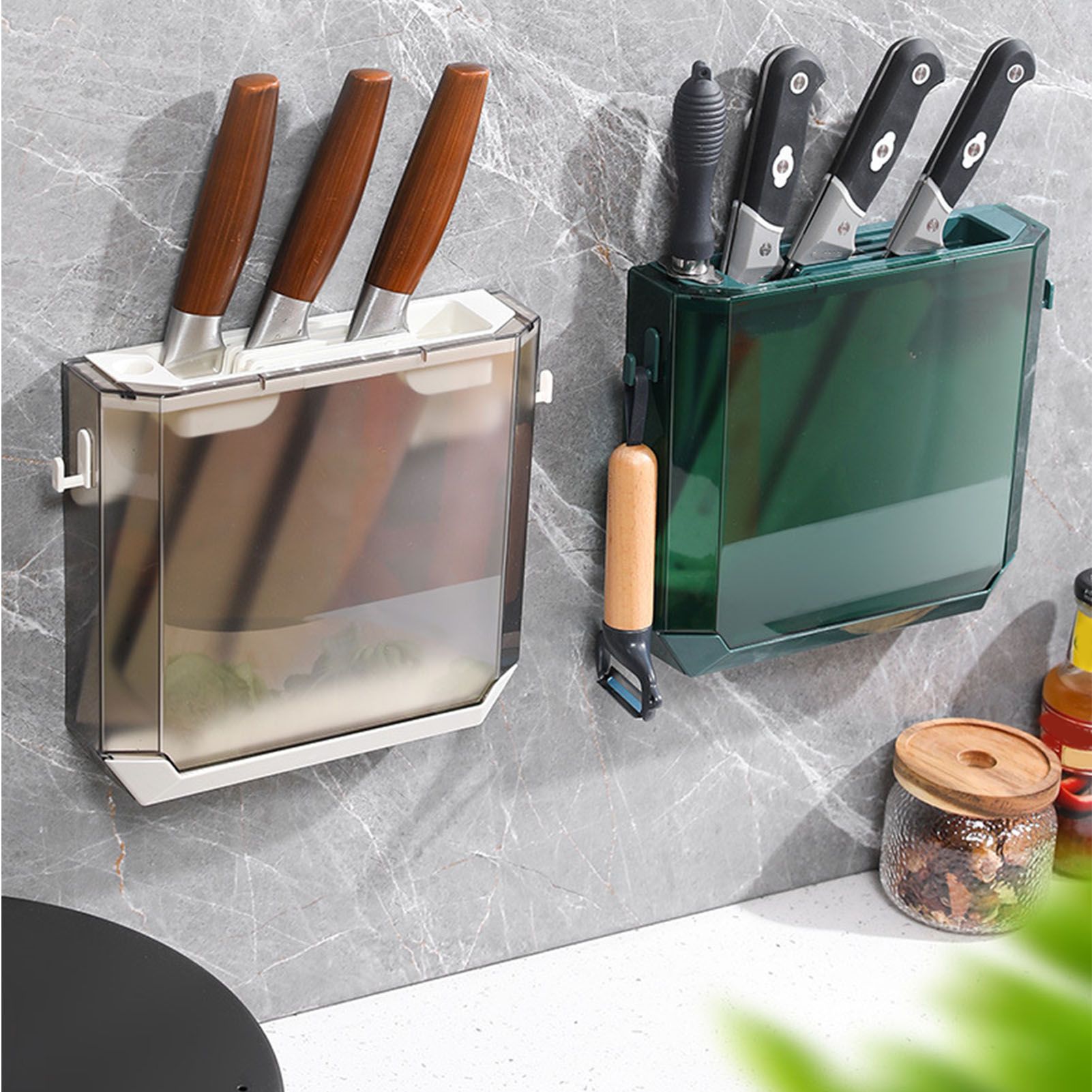 Kitchen Knife Holder Transparent PET Wall Mounted Storage Block Tools Hanging view 7