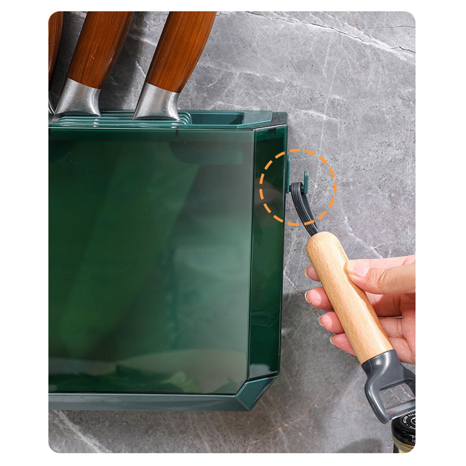 Kitchen Knife Holder Transparent PET Wall Mounted Storage Block Tools Hanging view 8