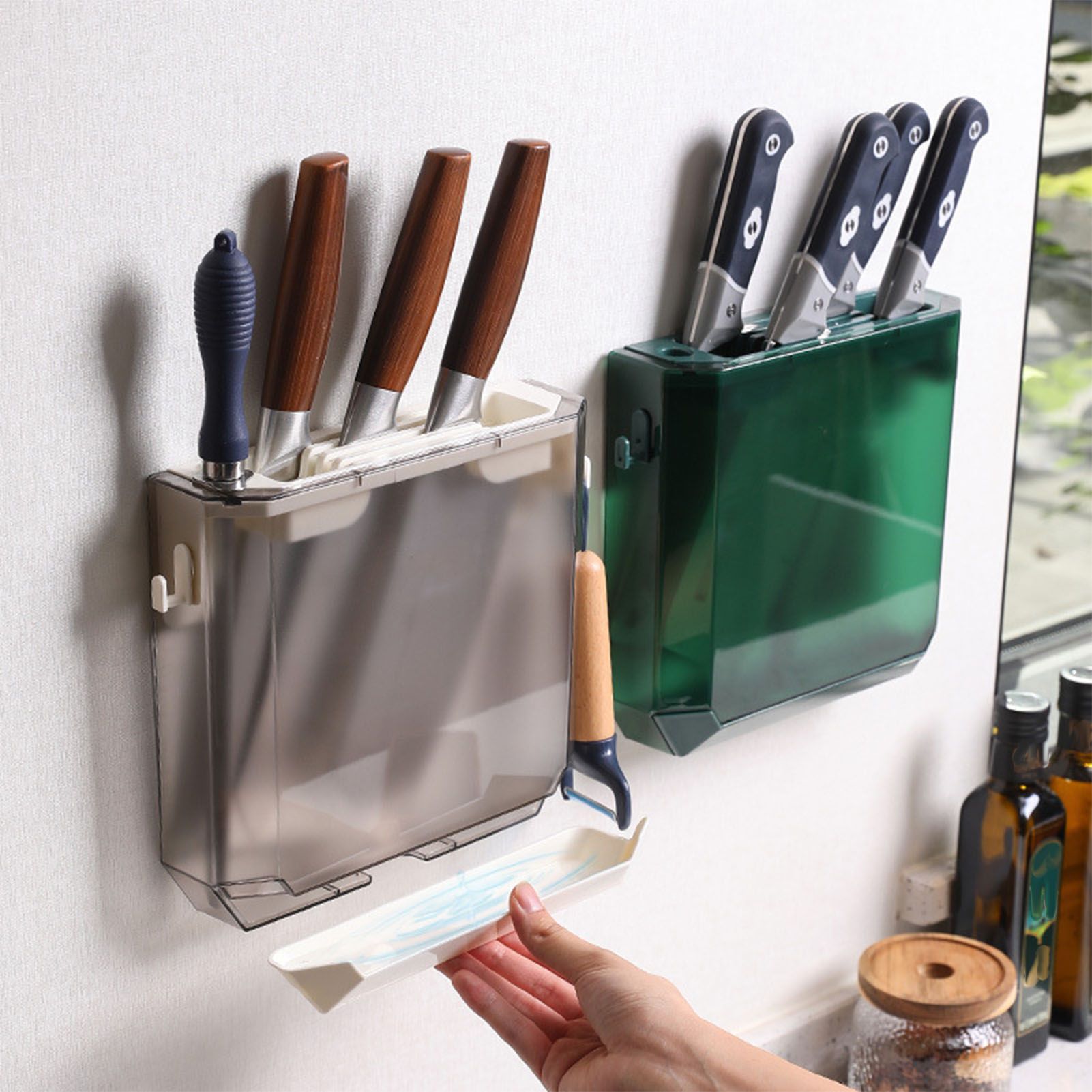 Kitchen Knife Holder Transparent PET Wall Mounted Storage Block Tools Hanging view 9