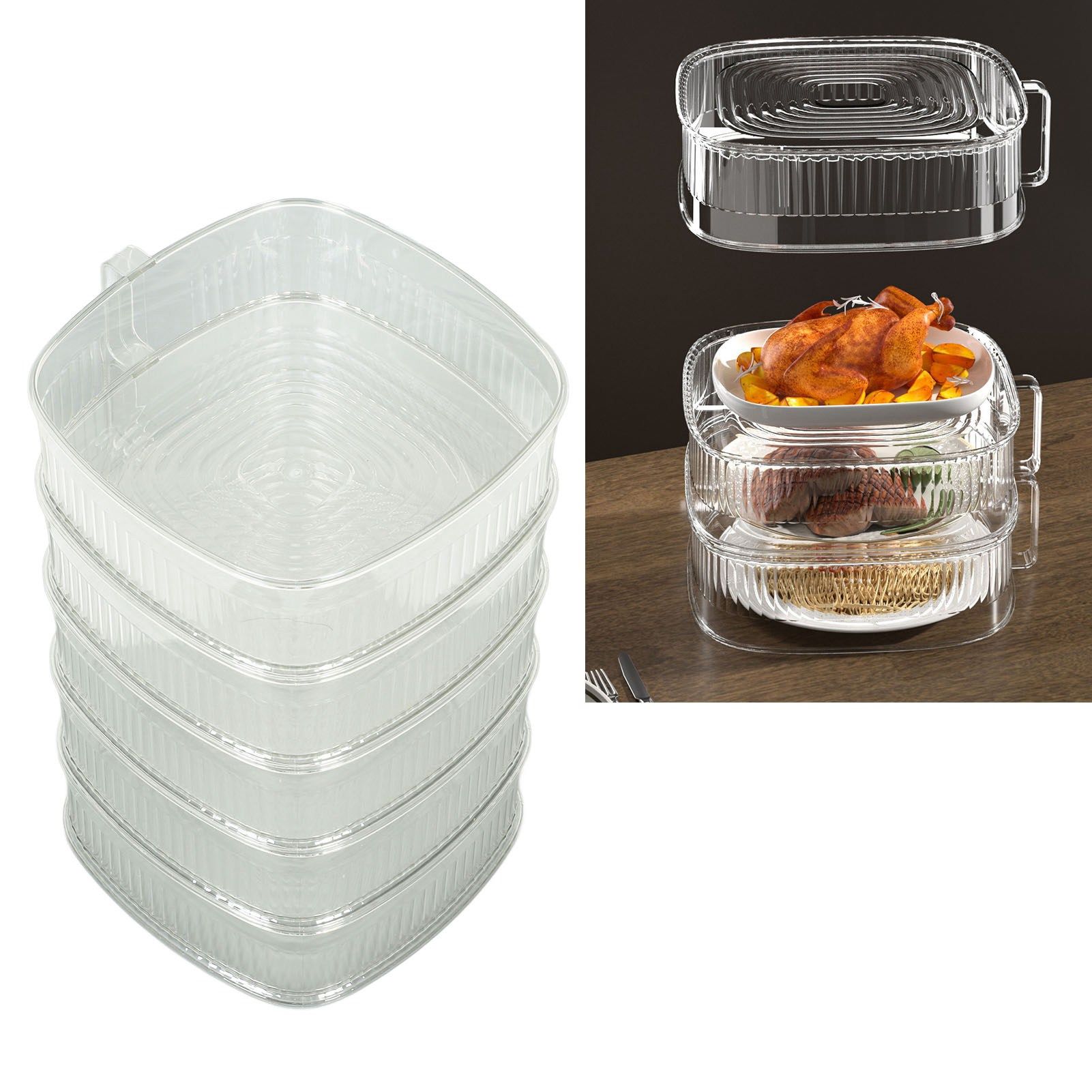 Transparent Dish Dust Cover Dustproof Multi Layer Dish Cover Multifunctional view 12