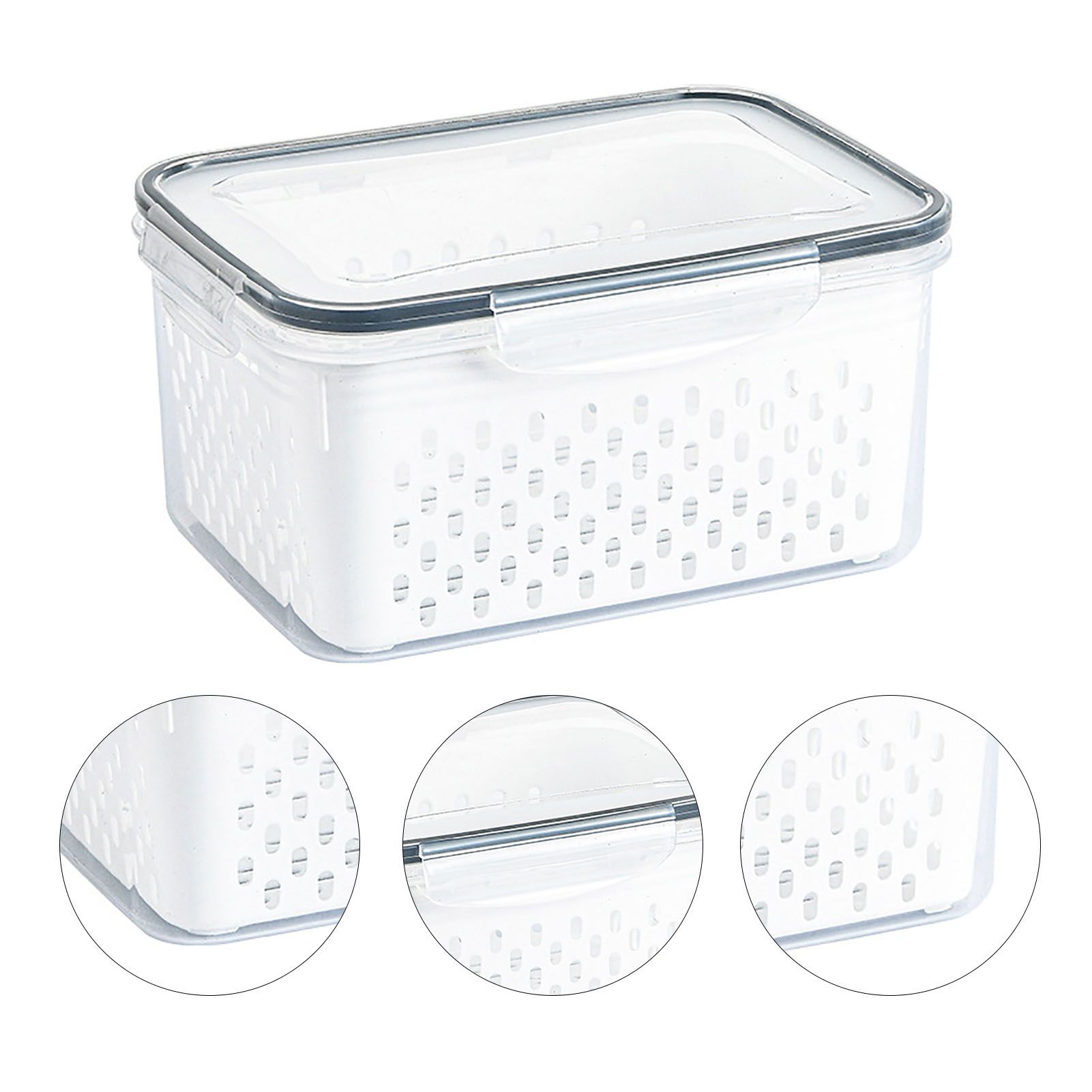 Drain Storage Basket Box Transparent Fruit Vegetable Storage Container for view 2