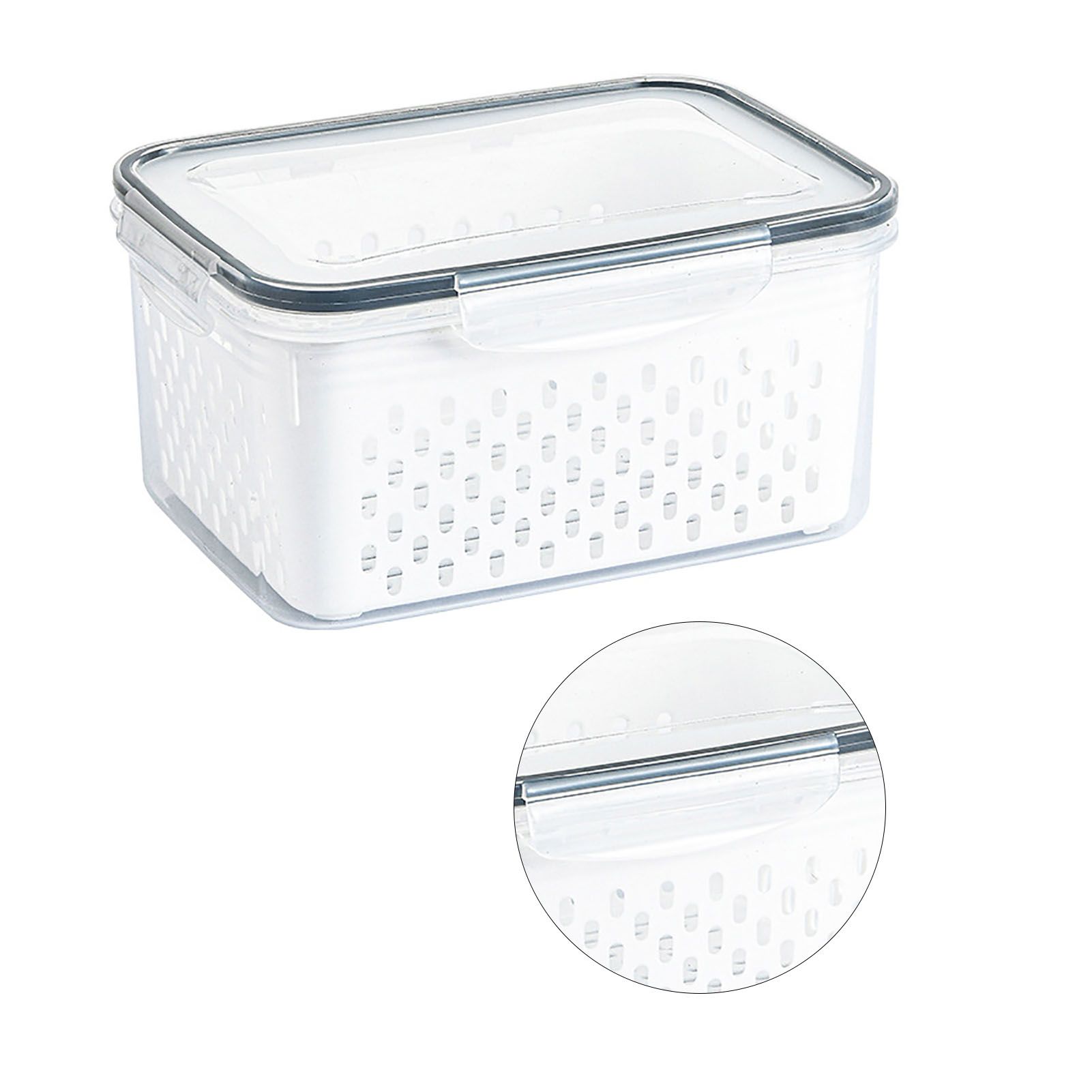 Drain Storage Basket Box Transparent Fruit Vegetable Storage Container for view 4