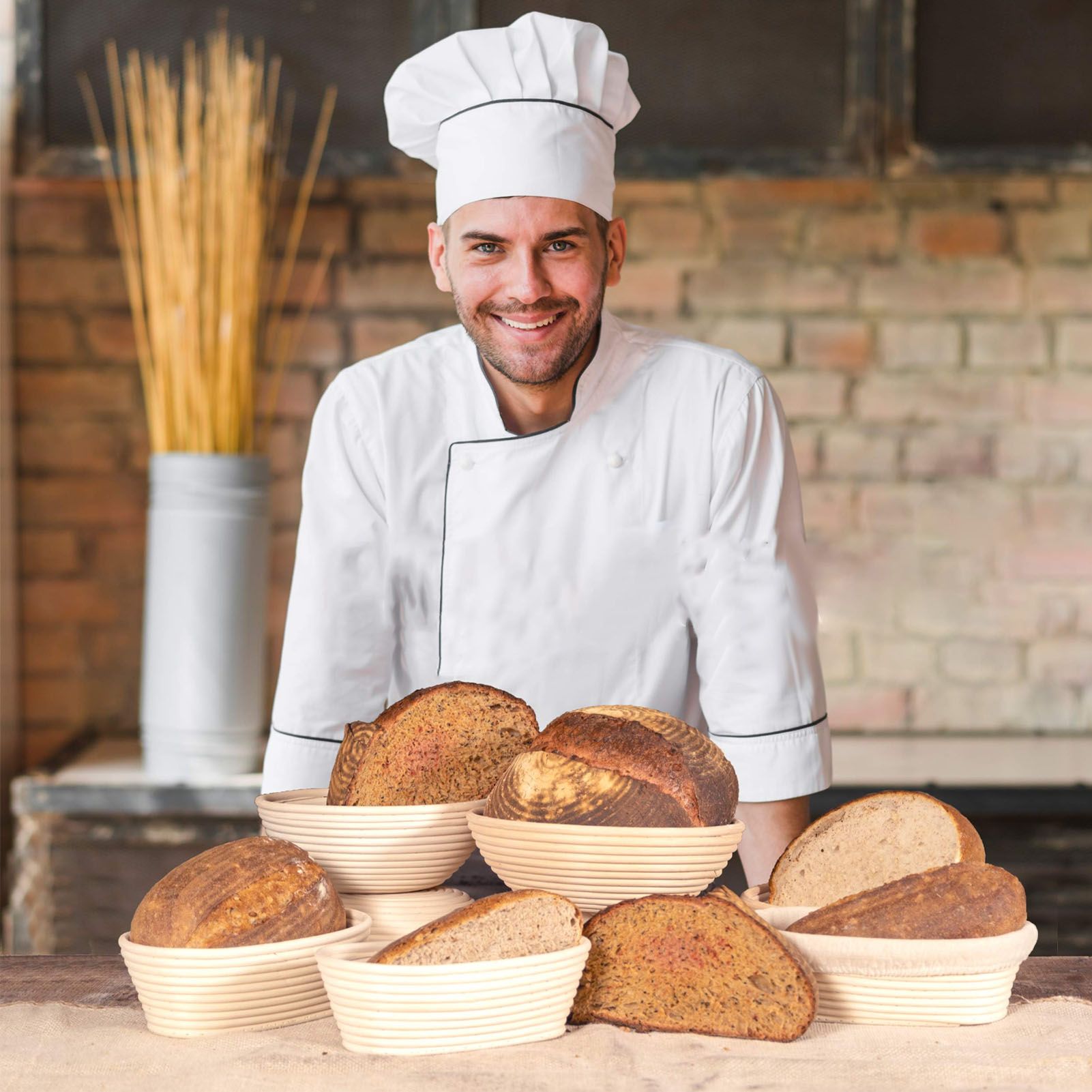 25cm Bread Proofing Basket Set Oval Natural Rattan Sourdough Proofing Basket view 11