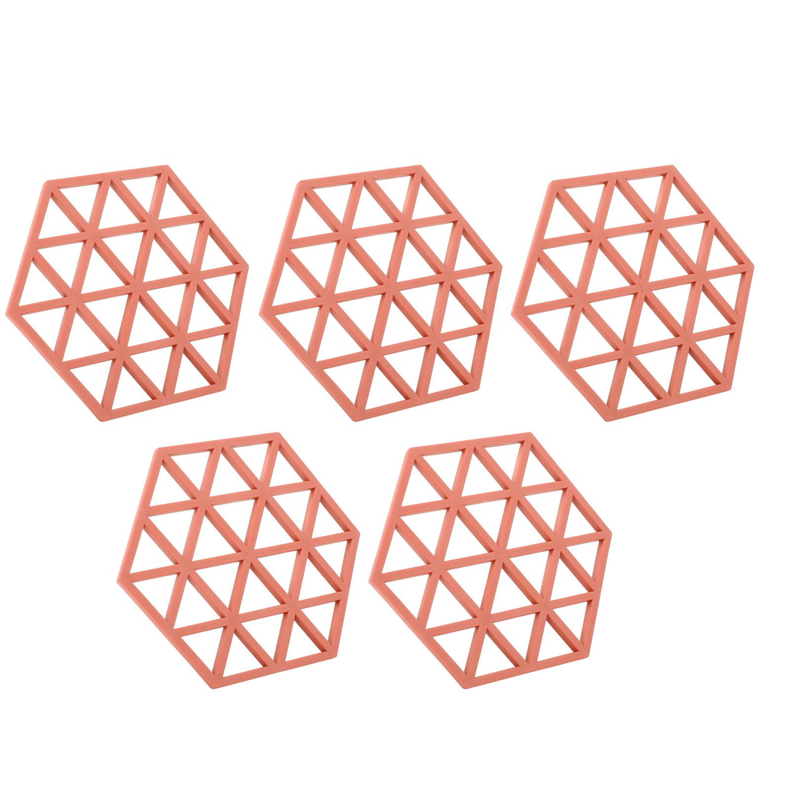 5pc Silicone Hexageon Placemat Heat Insulation Dish Cup Bowl Mat for Dining view 3