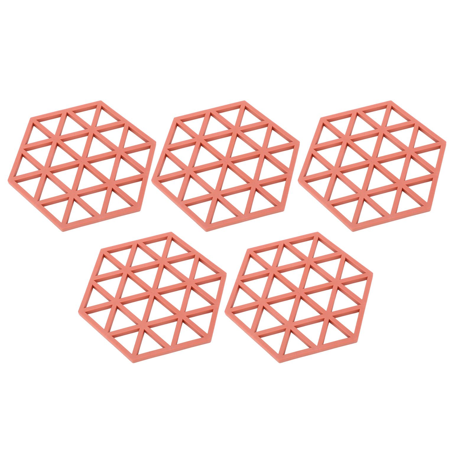 5pc Silicone Hexageon Placemat Heat Insulation Dish Cup Bowl Mat for Dining view 4
