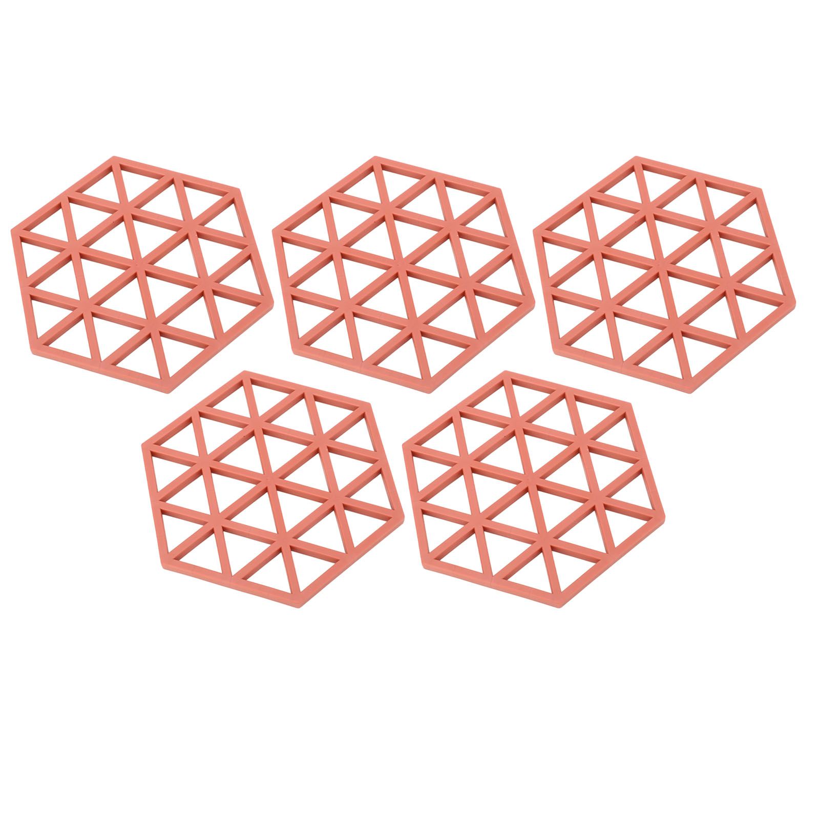 5pc Silicone Hexageon Placemat Heat Insulation Dish Cup Bowl Mat for Dining view 6