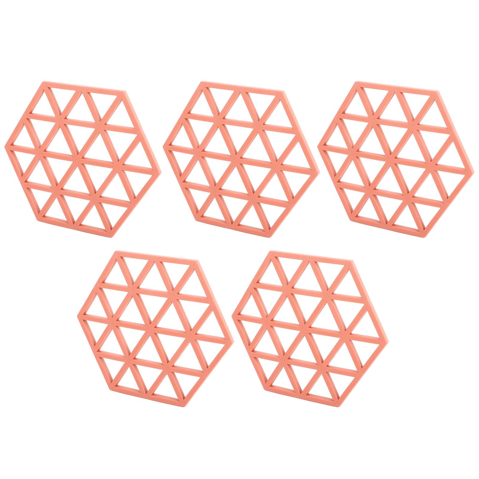 5pc Silicone Hexageon Placemat Heat Insulation Dish Cup Bowl Mat for Dining view 10