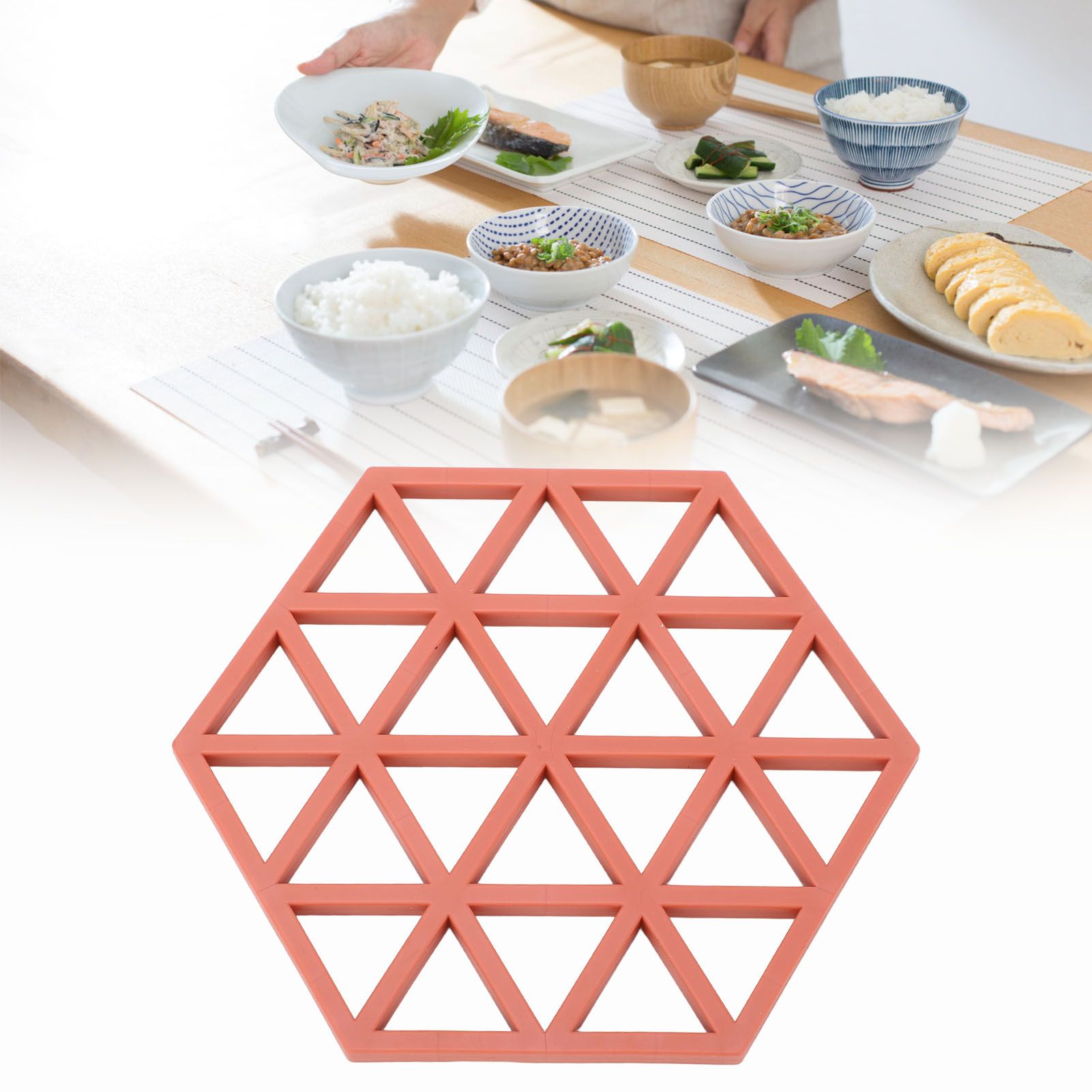 5pc Silicone Hexageon Placemat Heat Insulation Dish Cup Bowl Mat for Dining view 12