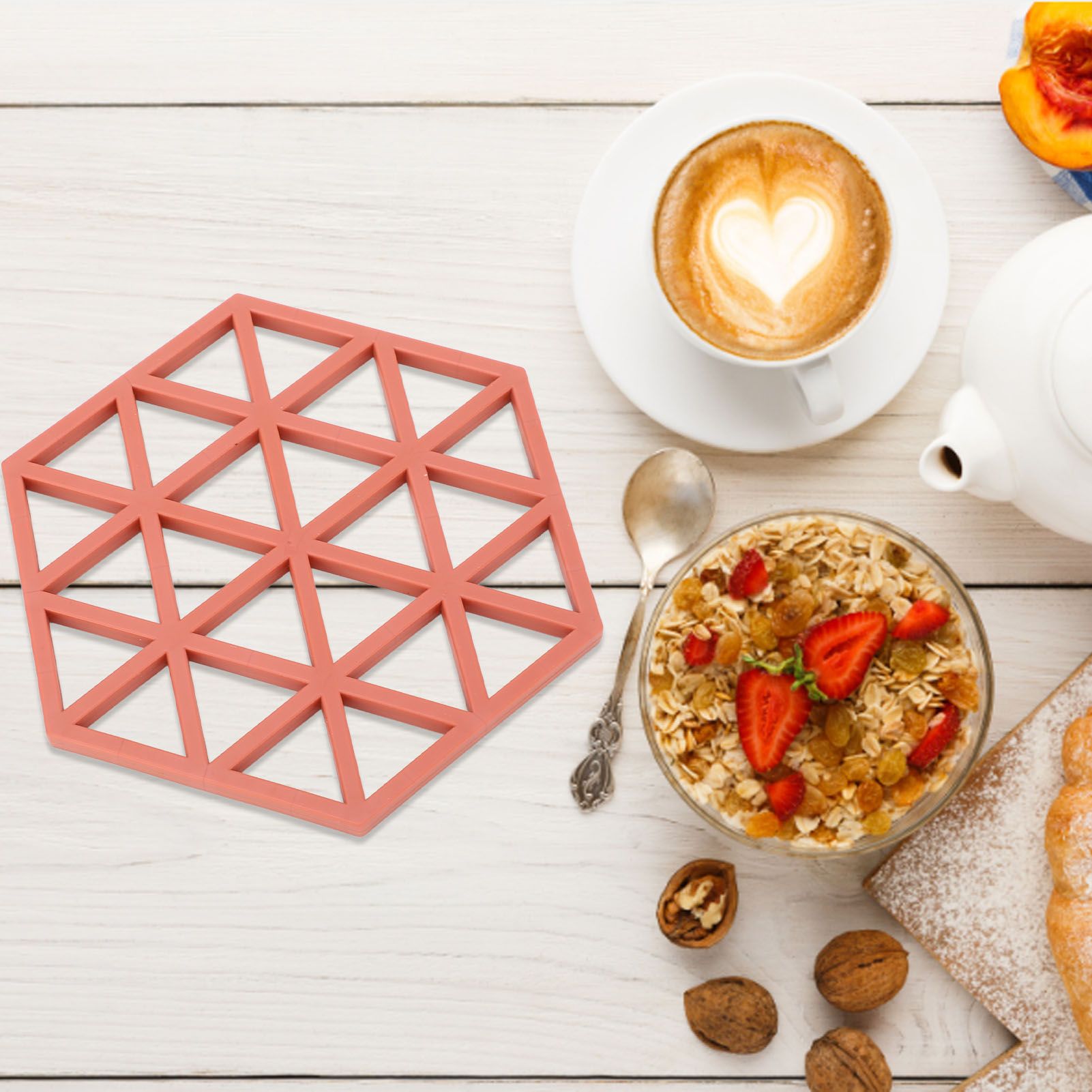 5pc Silicone Hexageon Placemat Heat Insulation Dish Cup Bowl Mat for Dining view 14