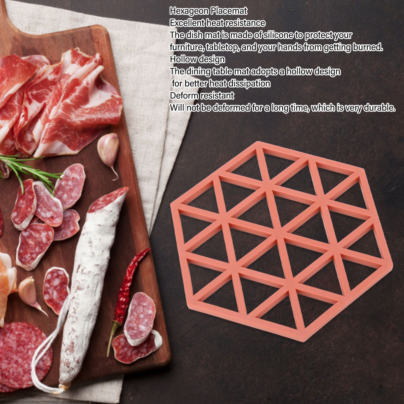 5pc Silicone Hexageon Placemat Heat Insulation Dish Cup Bowl Mat for Dining view 15