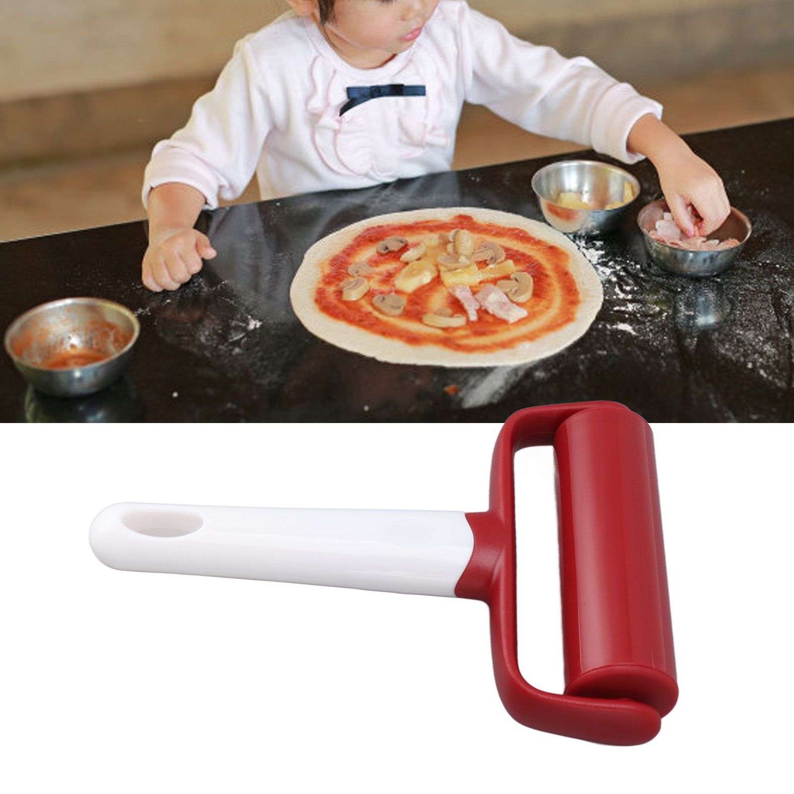 Small Rolling Pin Prevent Slip Hangable T Type Plastic Dough Roller with view 12