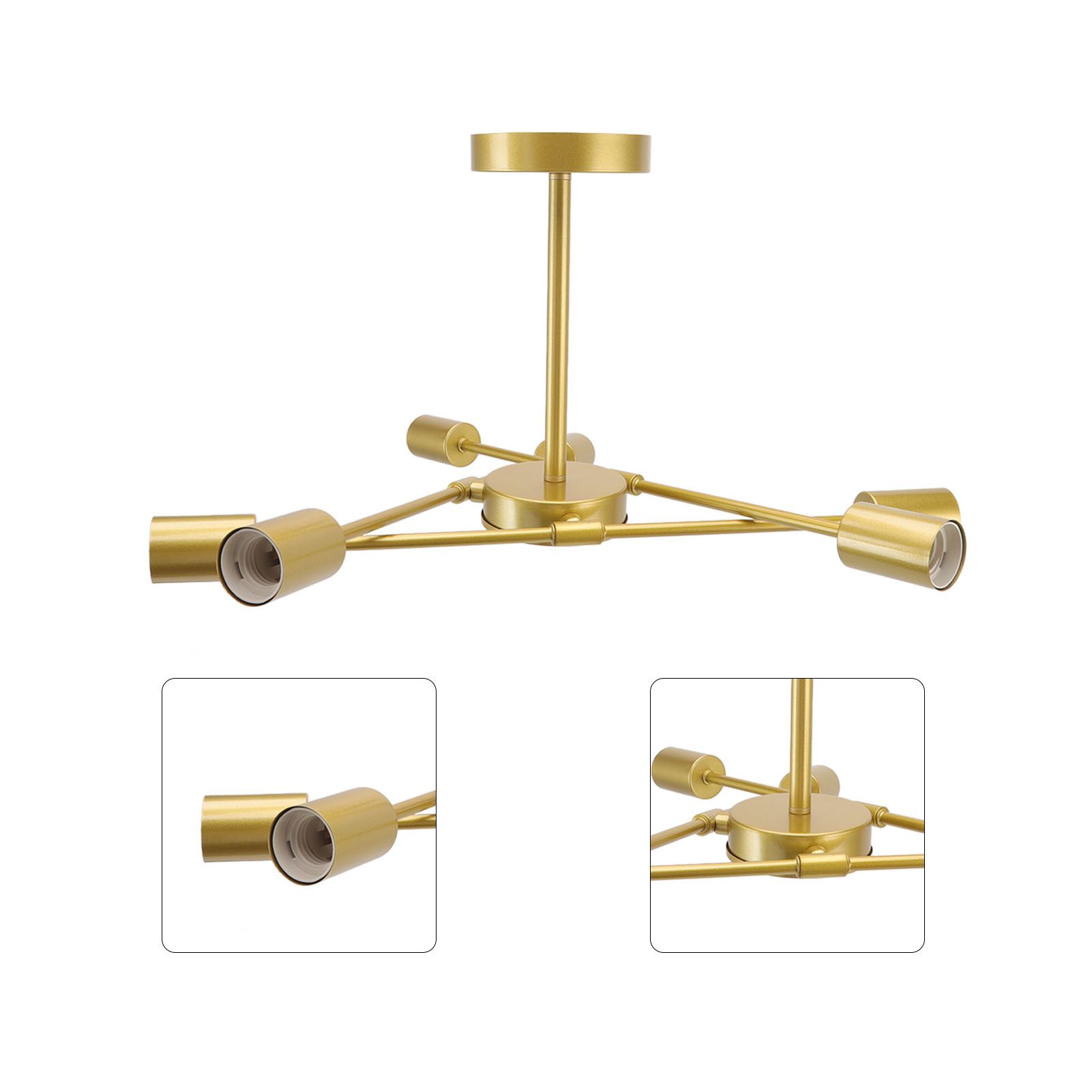 Retro Industrial 6 Light Semi Flush Mount Ceiling Light Fixture Modern Sputnik view 10
