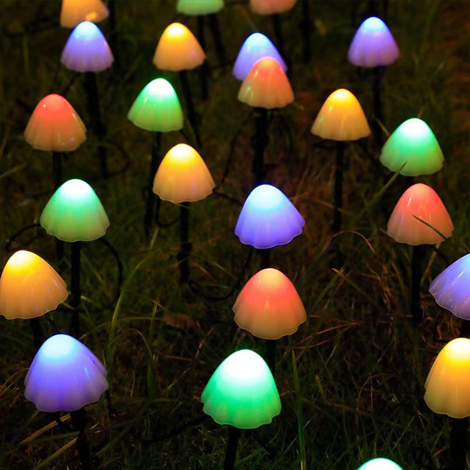 Mini Mushroom Solar Lights 8 Modes LED Waterproof String Pathway Outdoor view 8