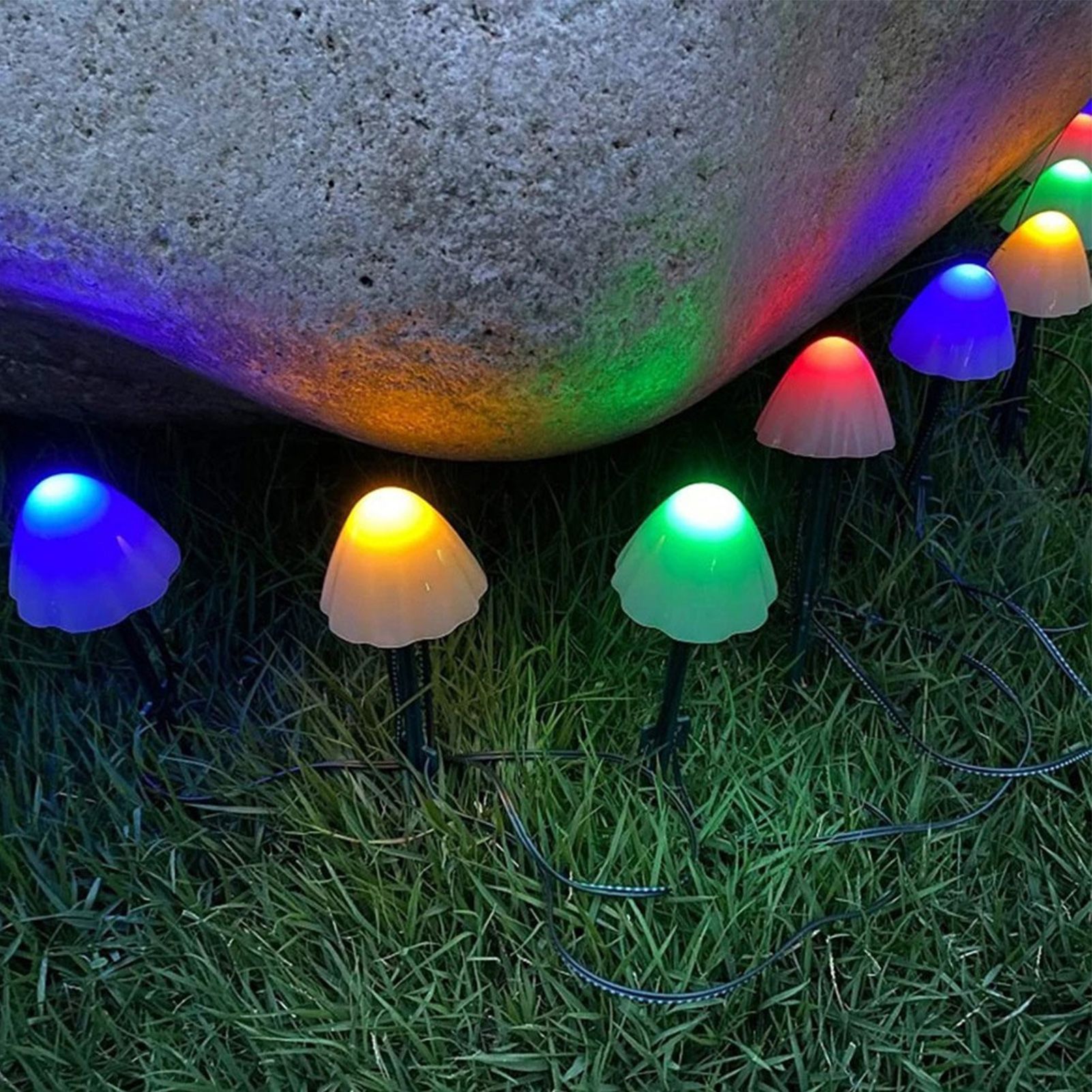 Mini Mushroom Solar Lights 8 Modes LED Waterproof String Pathway Outdoor view 9