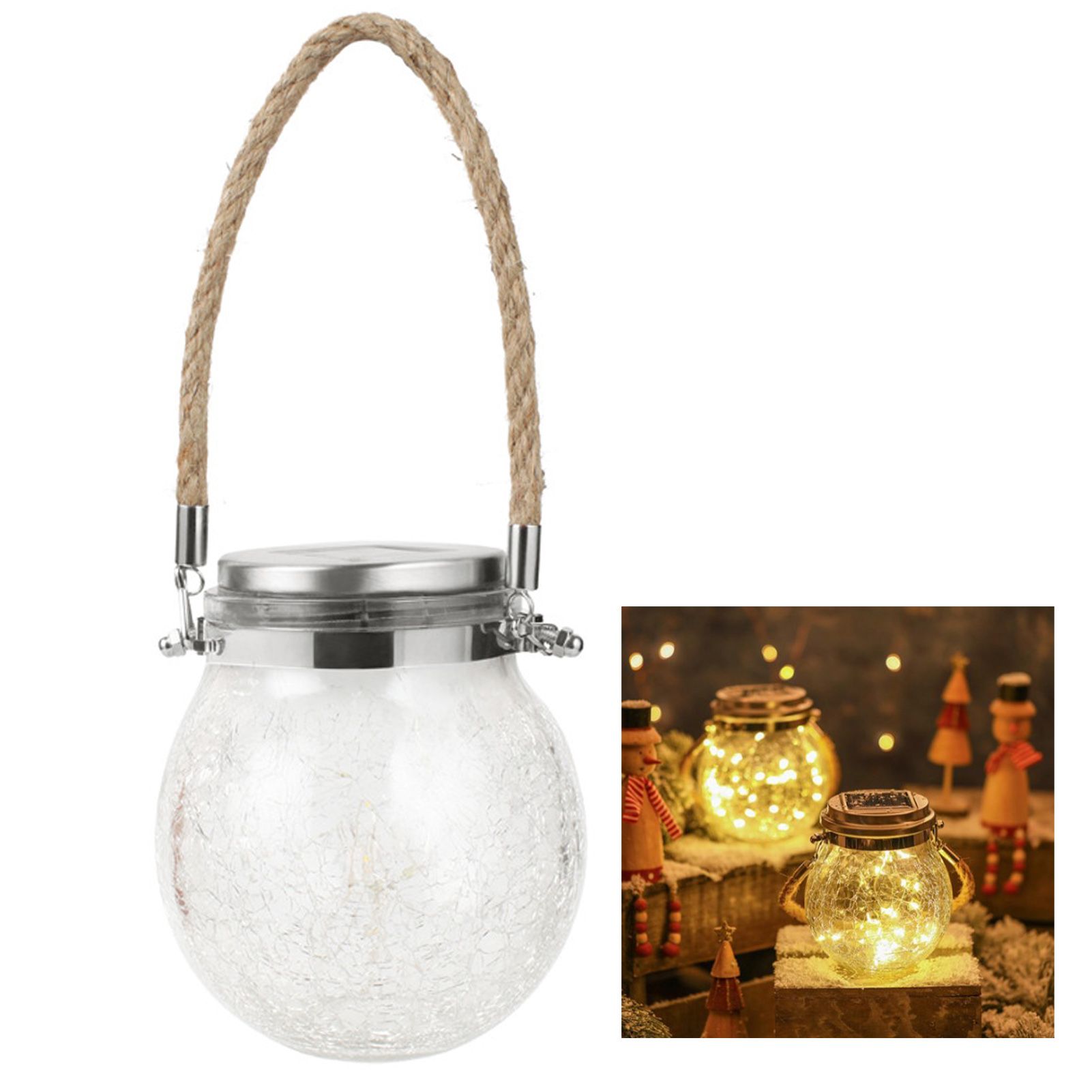 Hanging Solar Light Thickened Crackle Glass Style Waterproof Smar Sensor view 5