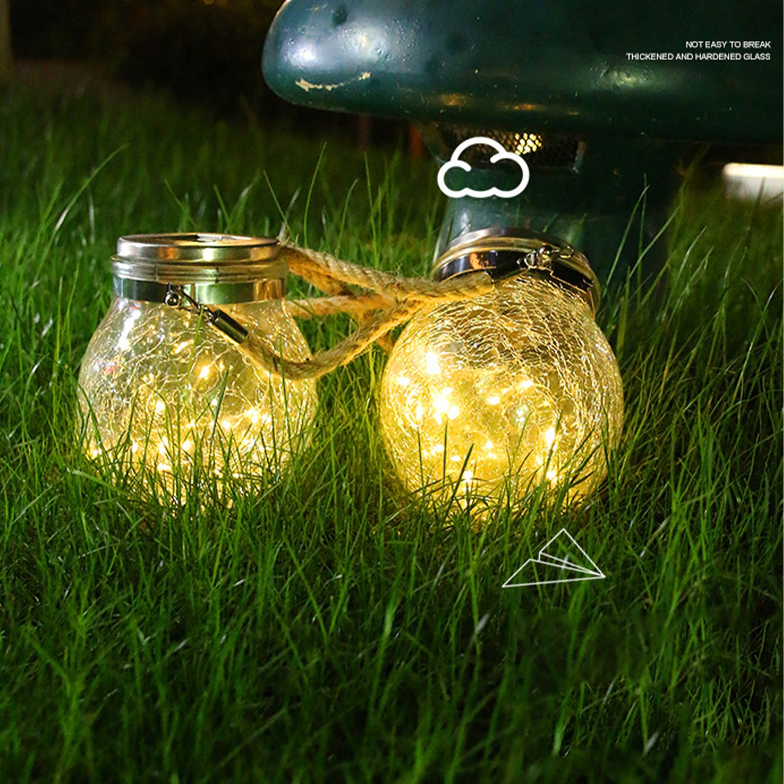 Hanging Solar Light Thickened Crackle Glass Style Waterproof Smar Sensor view 7