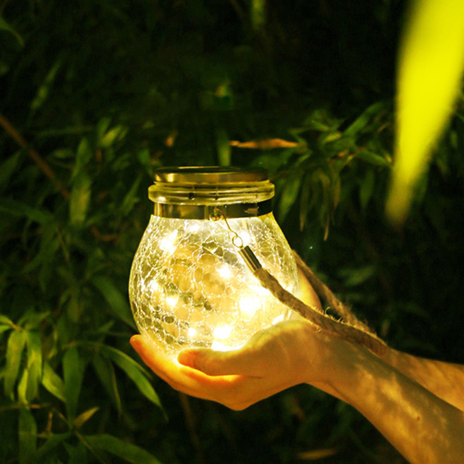 Hanging Solar Light Thickened Crackle Glass Style Waterproof Smar Sensor view 8