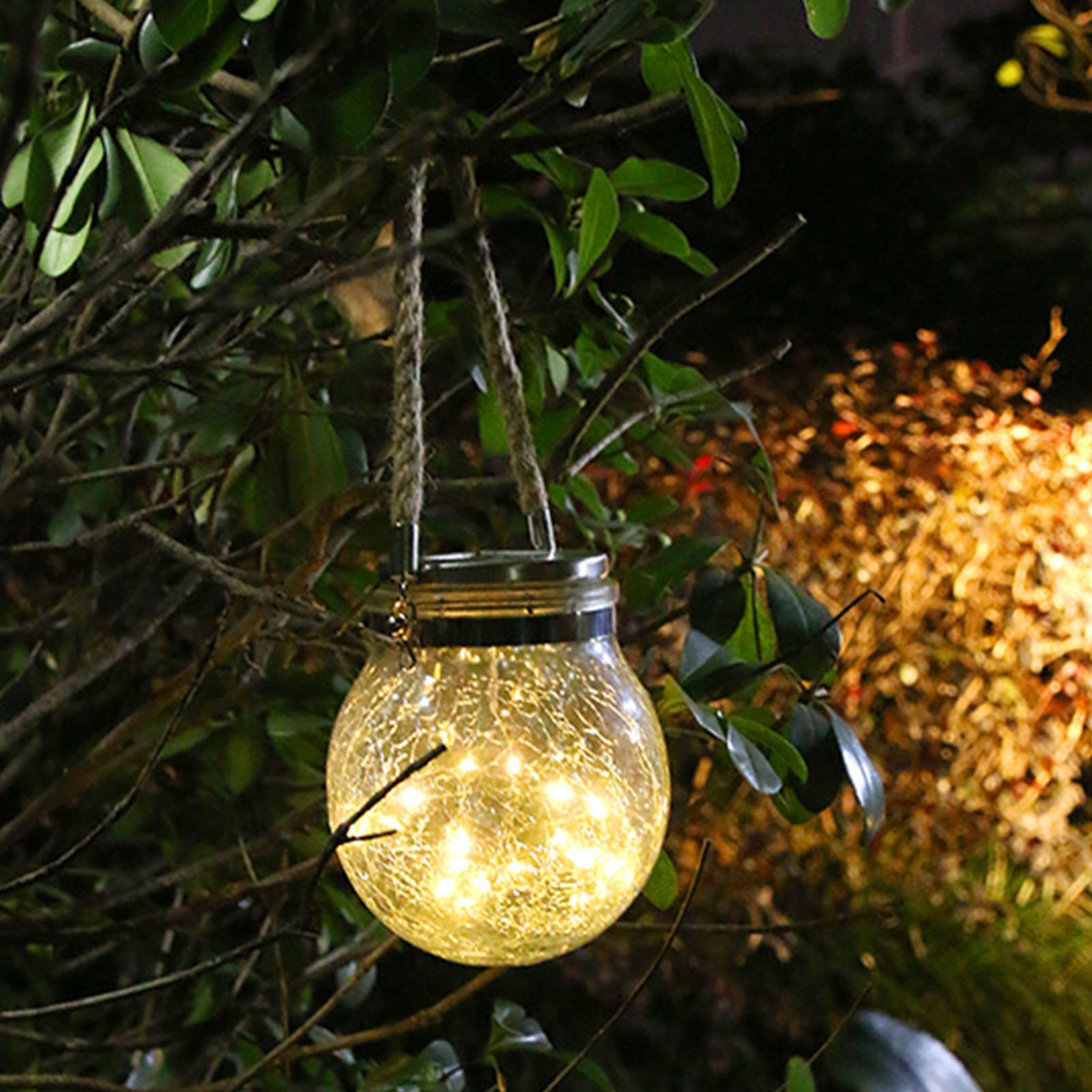 Hanging Solar Light Thickened Crackle Glass Style Waterproof Smar Sensor view 9